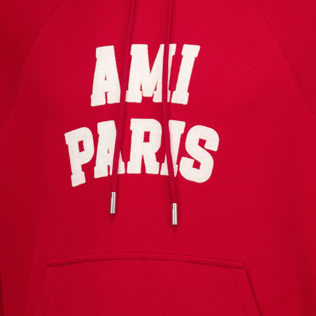 Sweatshirts Red Embroidered Hoodie Ami PARIS Rouge Unisexe