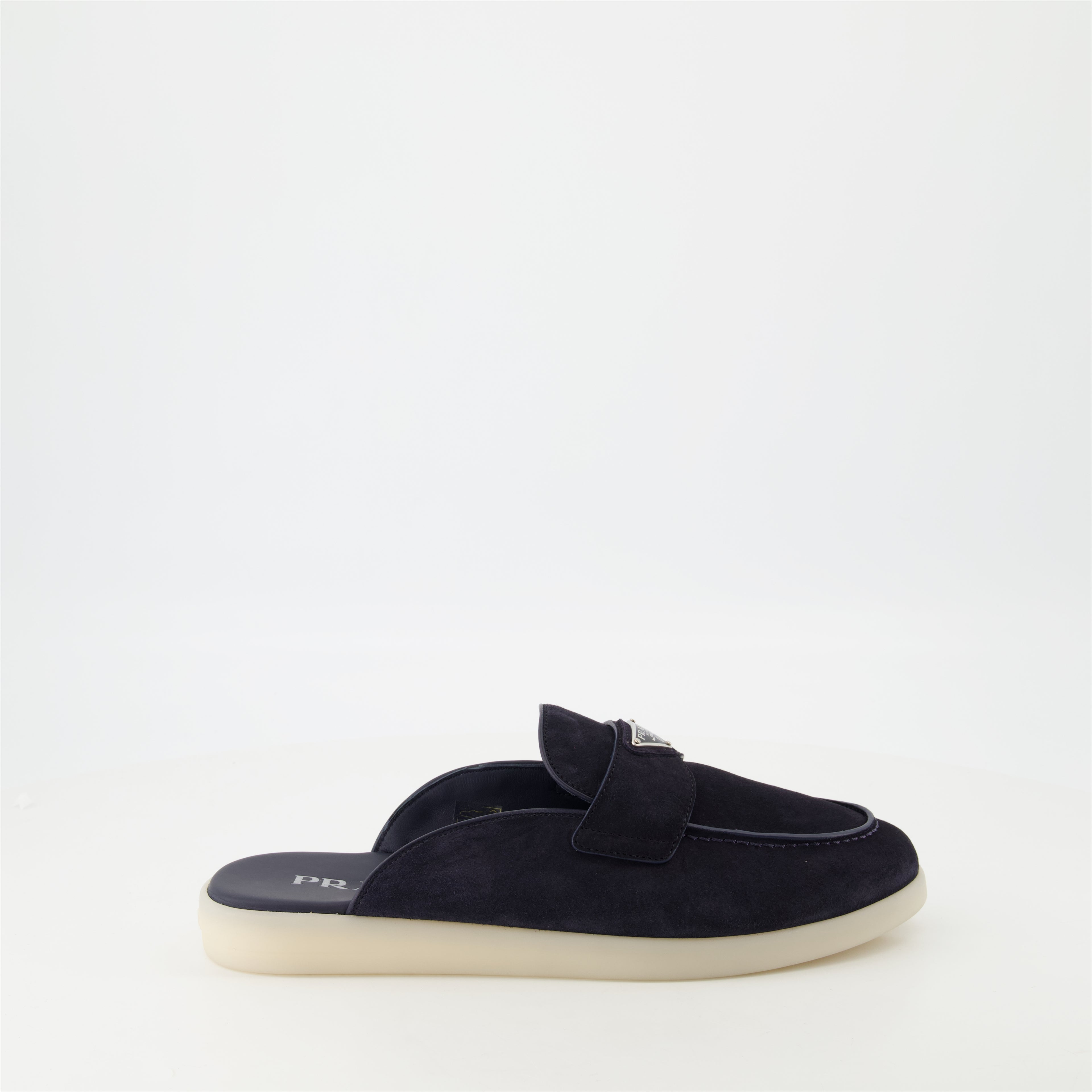 Zapatos abiertos Mules de Cuero Ante Prada azul oscuro Homme