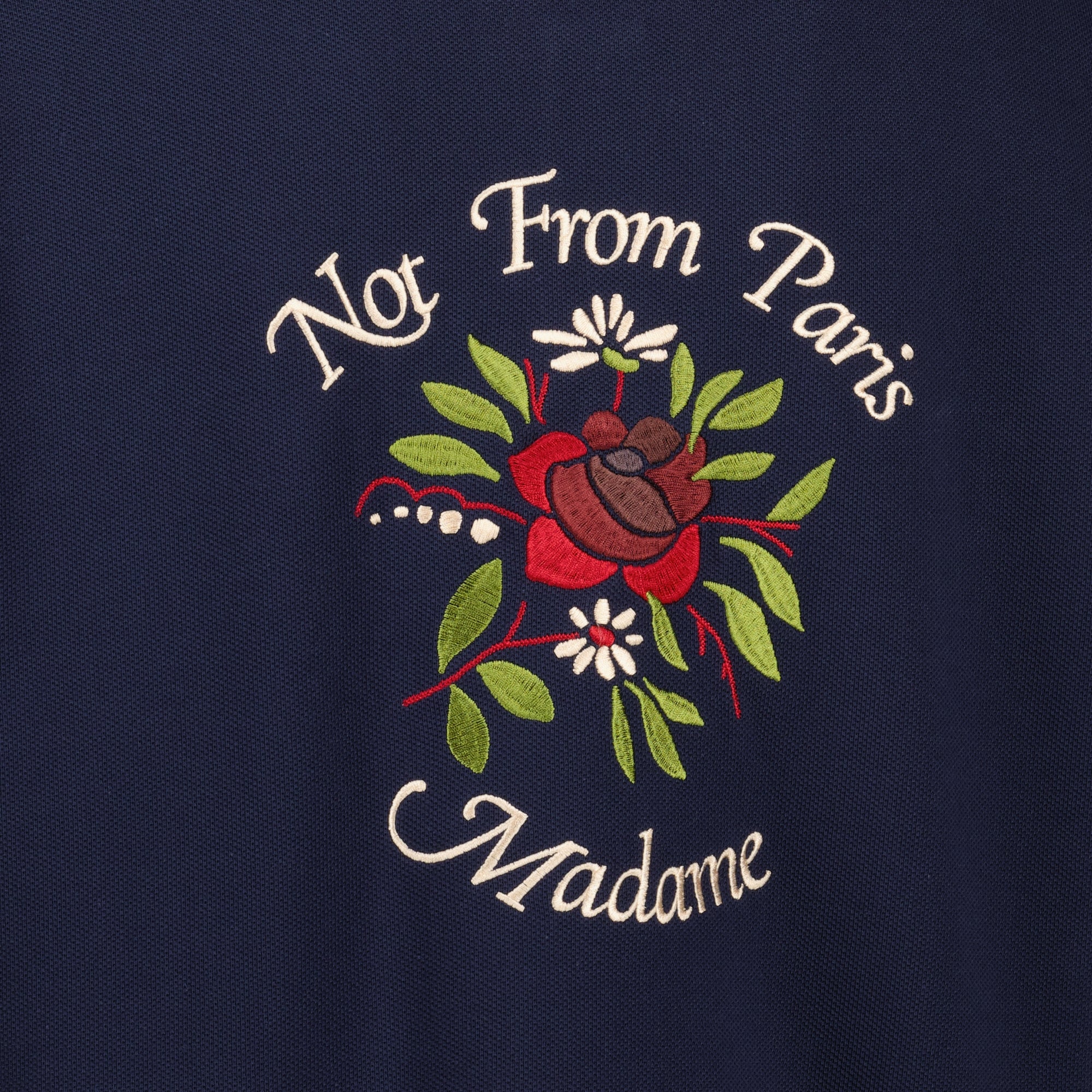Image de l'article Chemise en coton piquée Slogan Rose bleu marine de la marque Drole De Monsieur pour Homme - Saison Printemps-Été 2026 - Vue détaillée_1