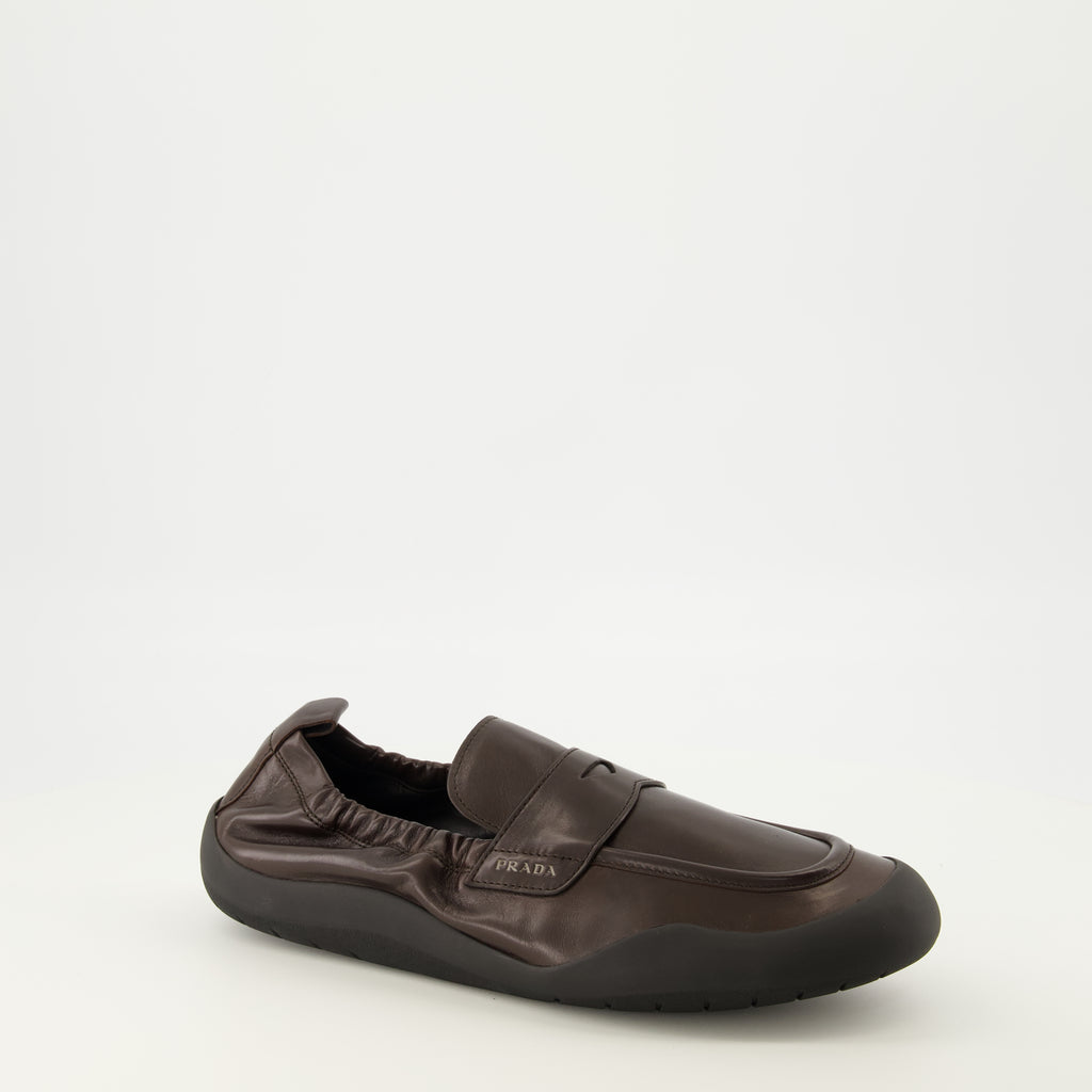 Mocassins Speedrock Mocassini in Pelle Marrone Prada Marron Homme