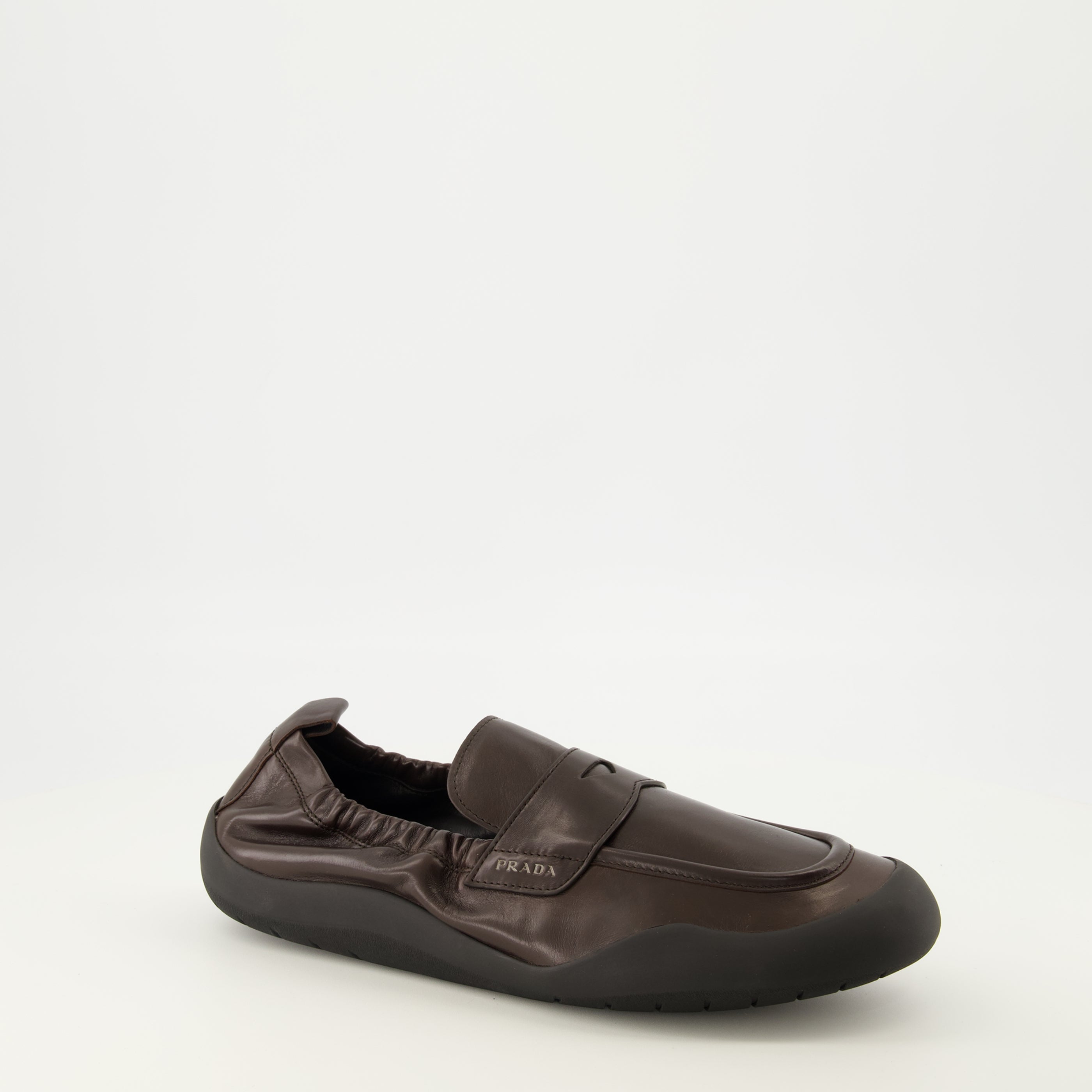 Mocassins Mocassins de Couro Castanho Speedrock Prada Marron Homme