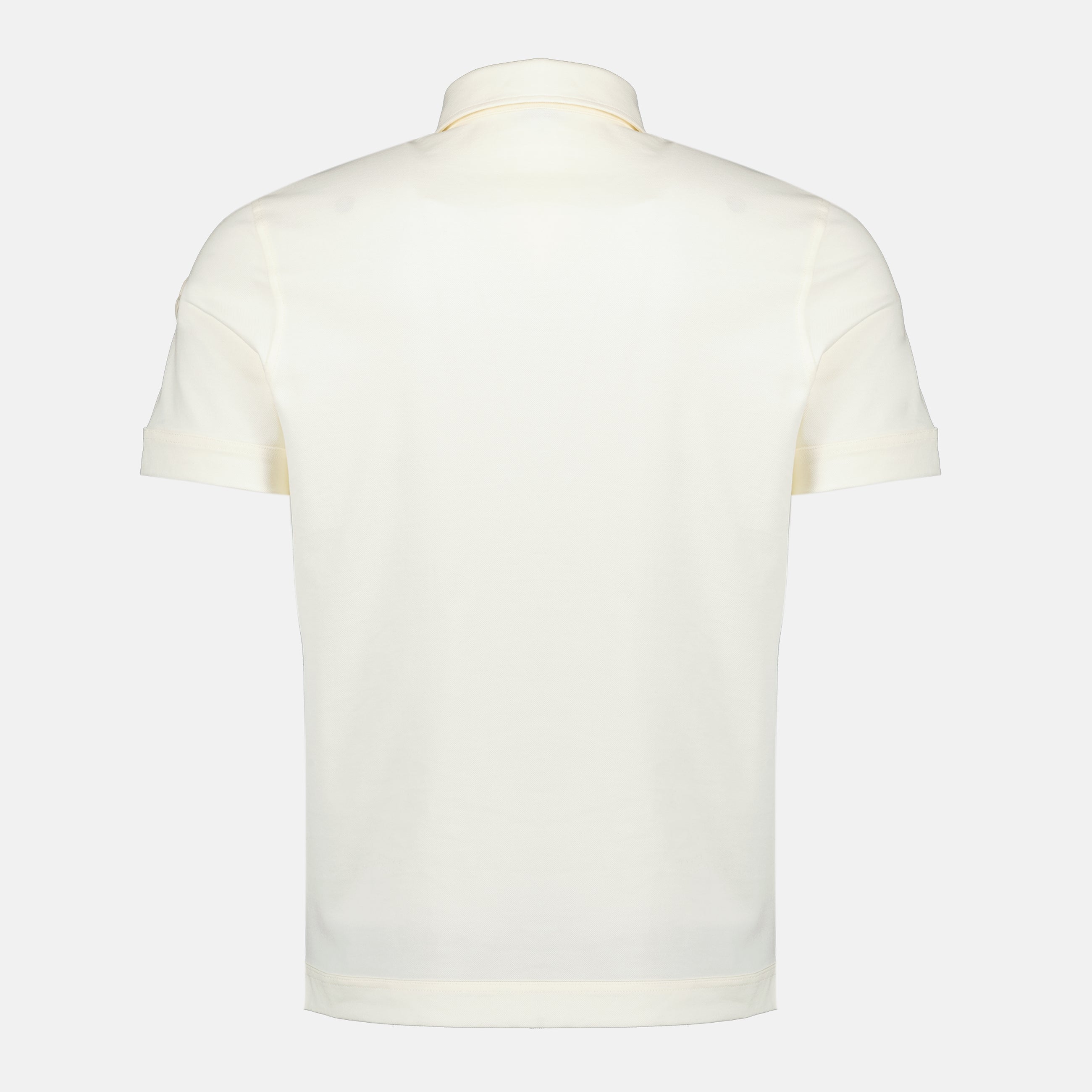 Image de l'article Polo en piqué de coton beige de la marque Moncler pour Homme - Saison Printemps-Été 2026 - Vue de Dos