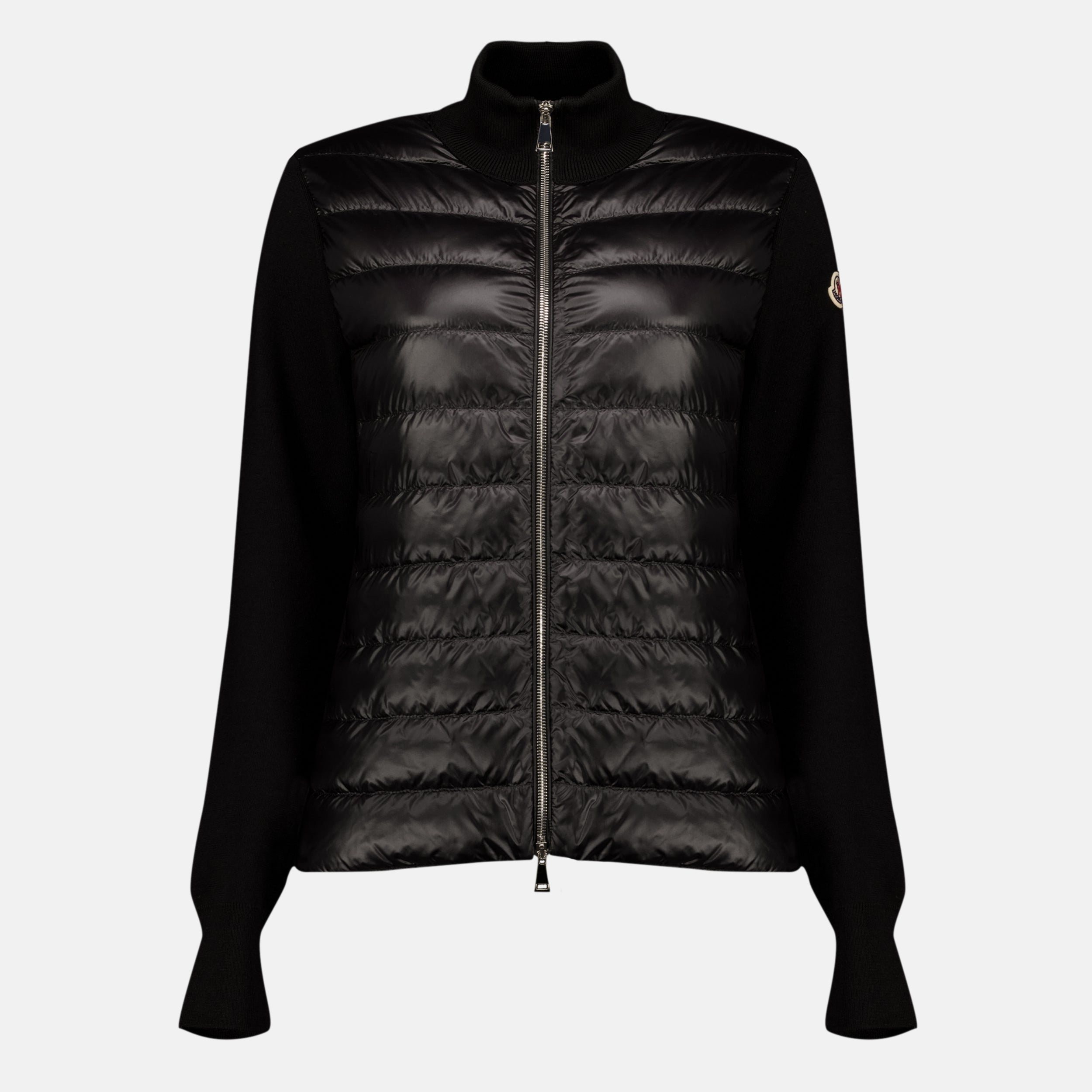 Vestes Cardigan zippé matelassé en laine noir Moncler Noir Femme