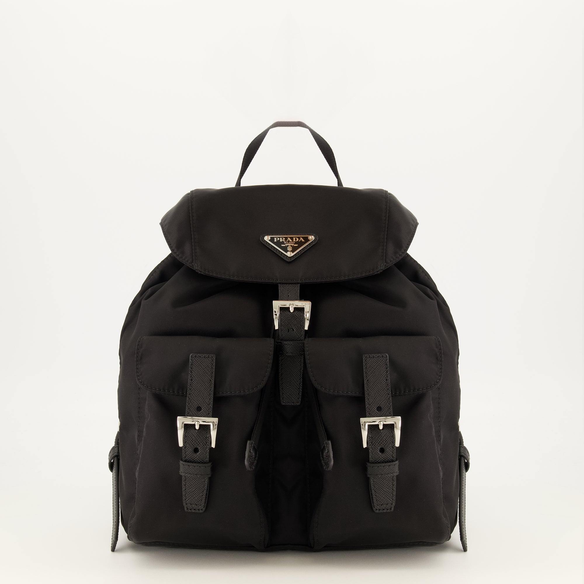 Sacs à dos Petit sac à dos en Re-Nylon noir Prada Noir Femme