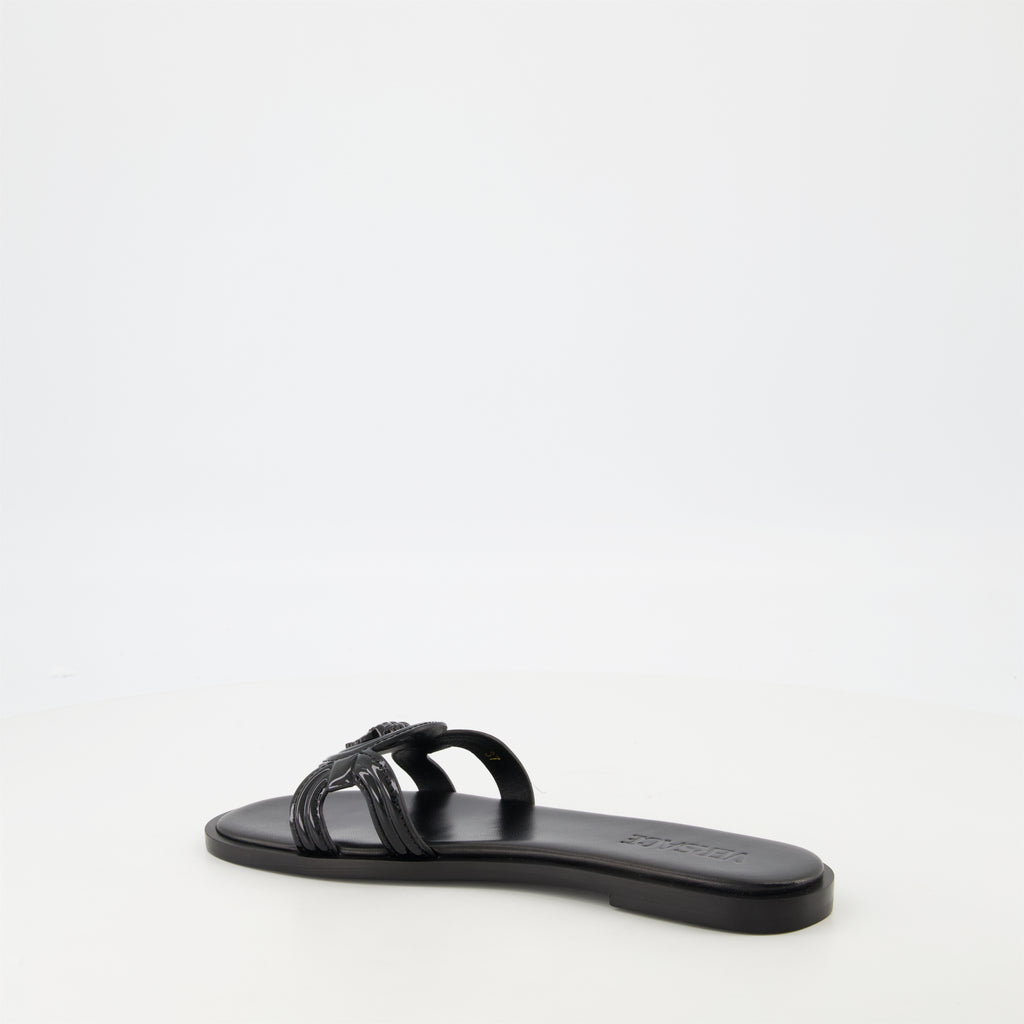 Sapatos abertos Chinelos de Pele Medusa '95 Versace Preto Femme