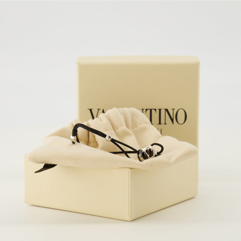 Bijoux Bracelet Ovalette à cordon et émail noir Valentino Garavani Noir Homme