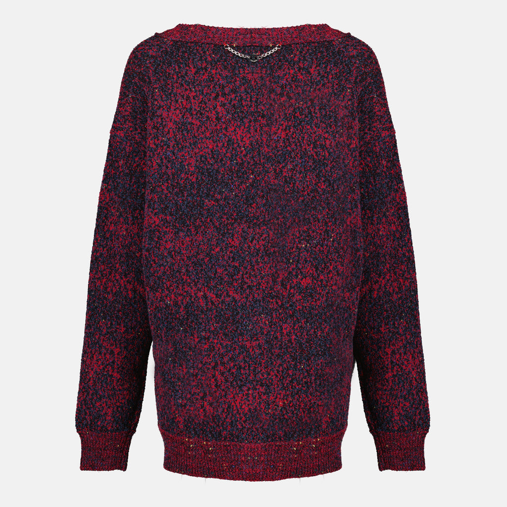 Image de l'article Cardigan rouge effet tweed en coton de la marque Rabanne pour Femme - Saison Printemps-Été 2026 - Vue de Dos