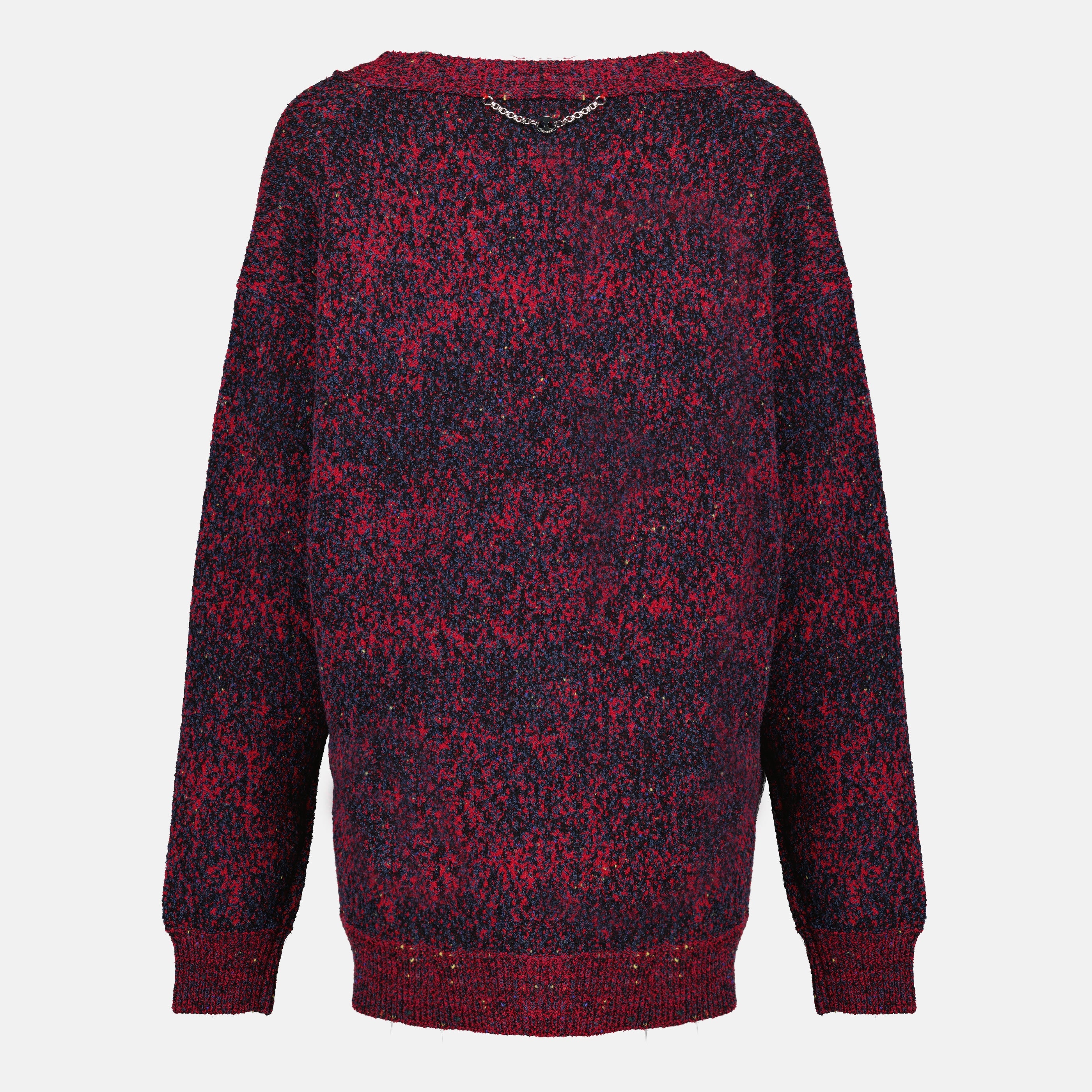 Image de l'article Cardigan rouge effet tweed en coton de la marque Rabanne pour Femme - Saison Printemps-Été 2026 - Vue de Dos