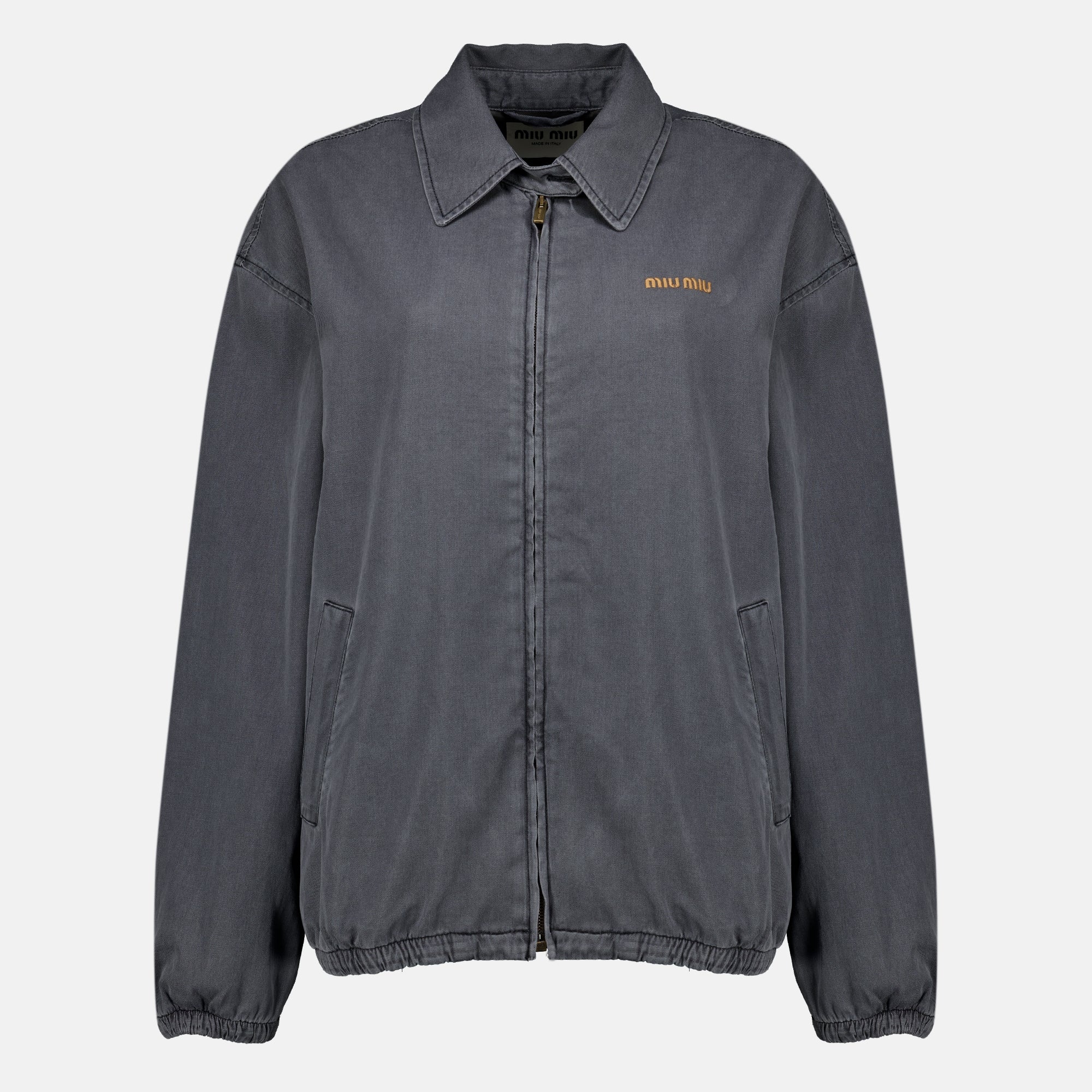 Vestes Blouson en chambray gris Miu Miu Gris Femme
