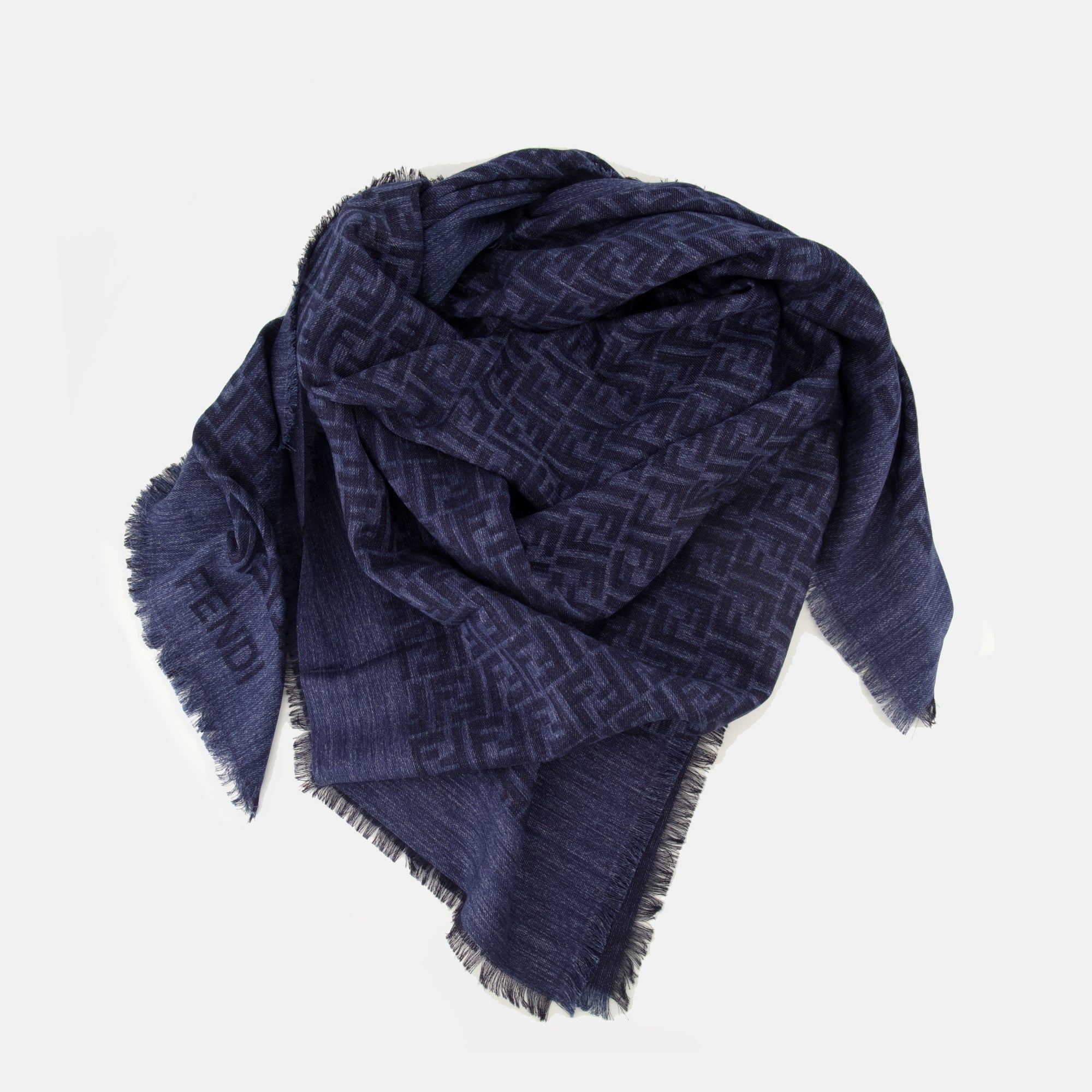 Image de l'article Châle FF bleu marine de la marque Fendi pour Femme - Saison Printemps-Été 2026 - Vue détaillée_2