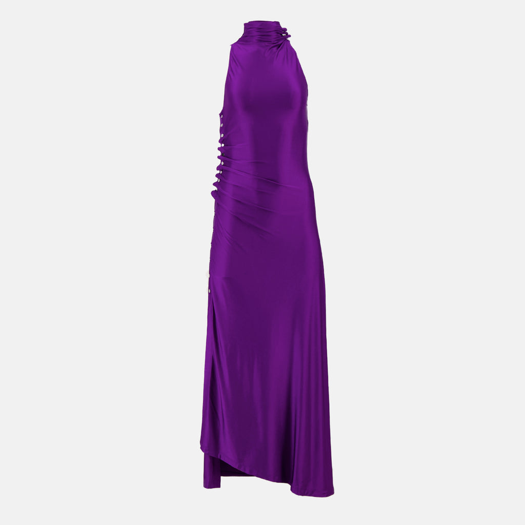 Image de l'article Robe longue en jersey drapée violette de la marque Rabanne pour Femme - Saison Printemps-Été 2026 - Vue de Face
