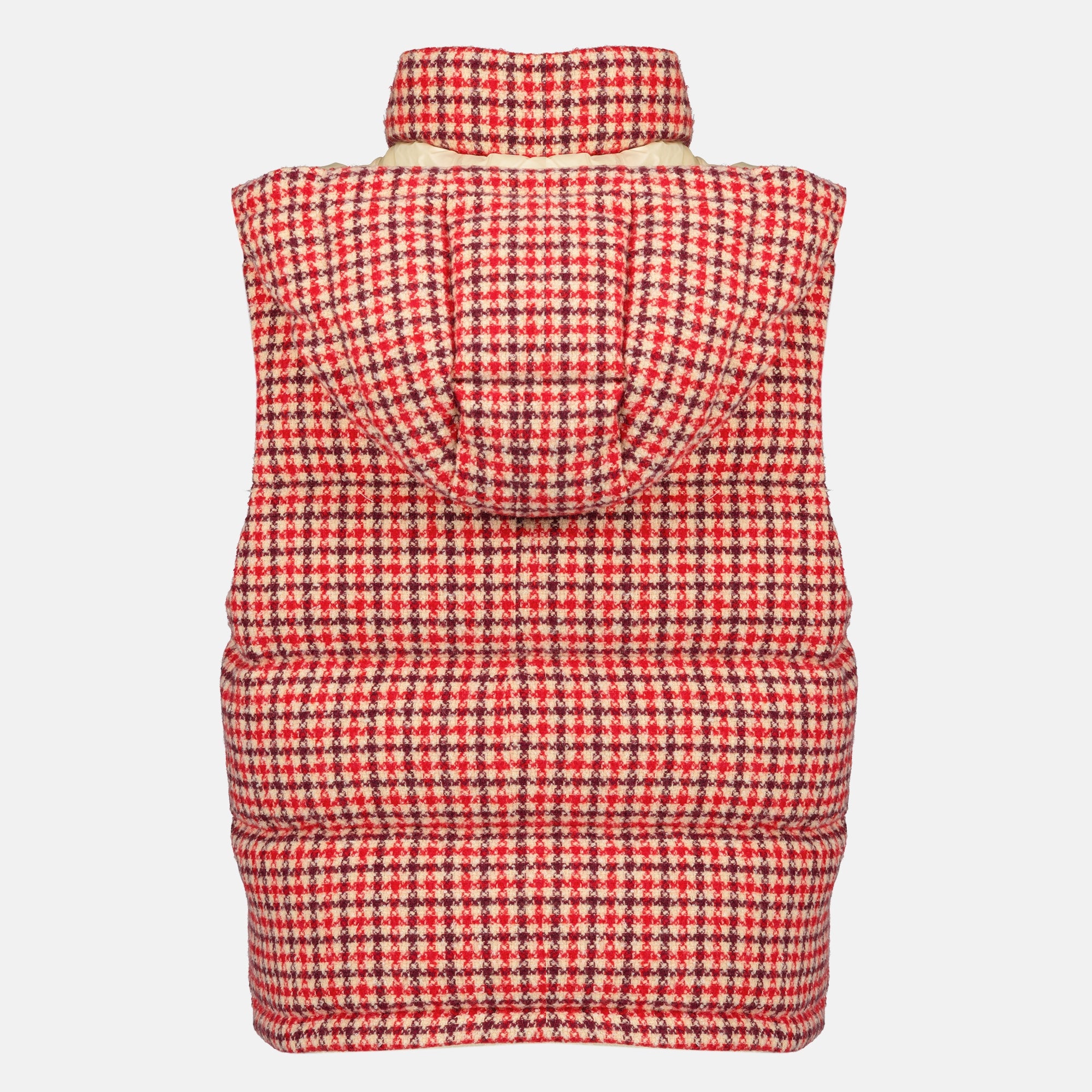 Vestes Doudoune sans manches Niverolles pied-de-poule Moncler Rouge Femme