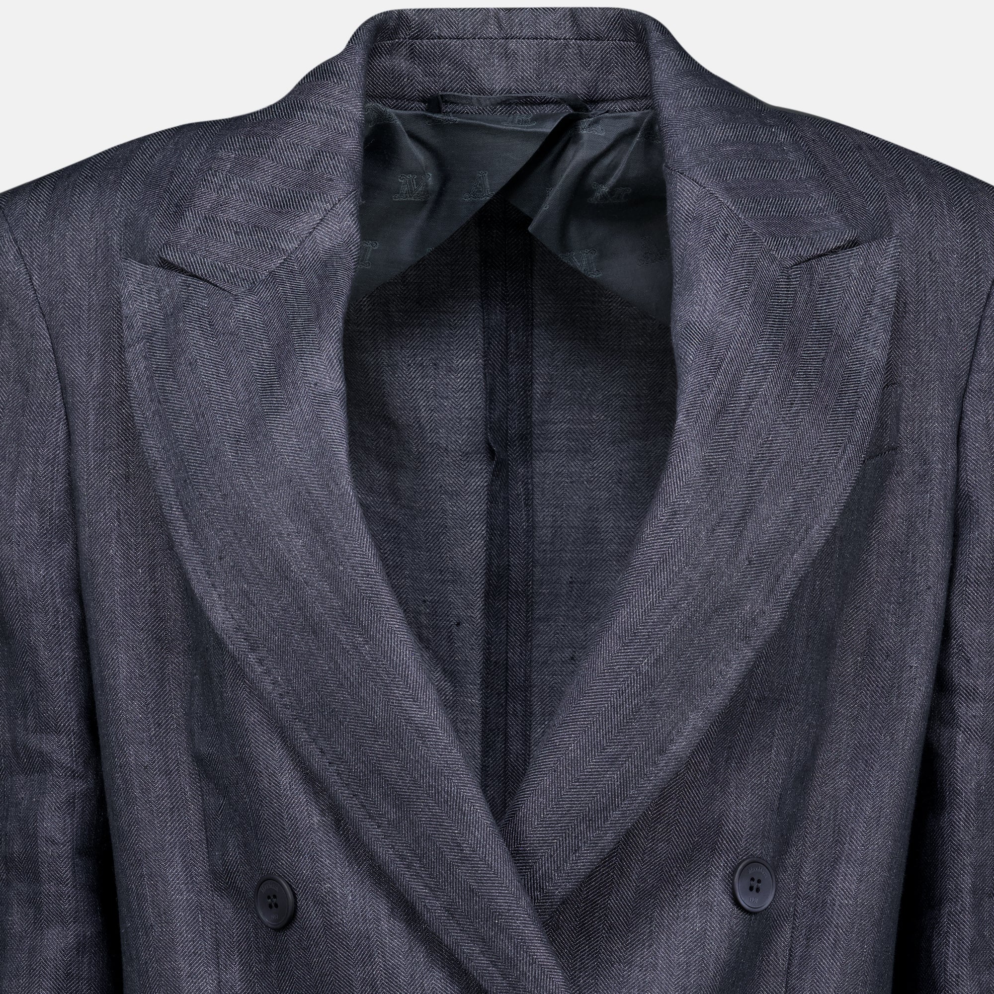 Vestes Blazer en lin chevron gris Max Mara Gris Femme