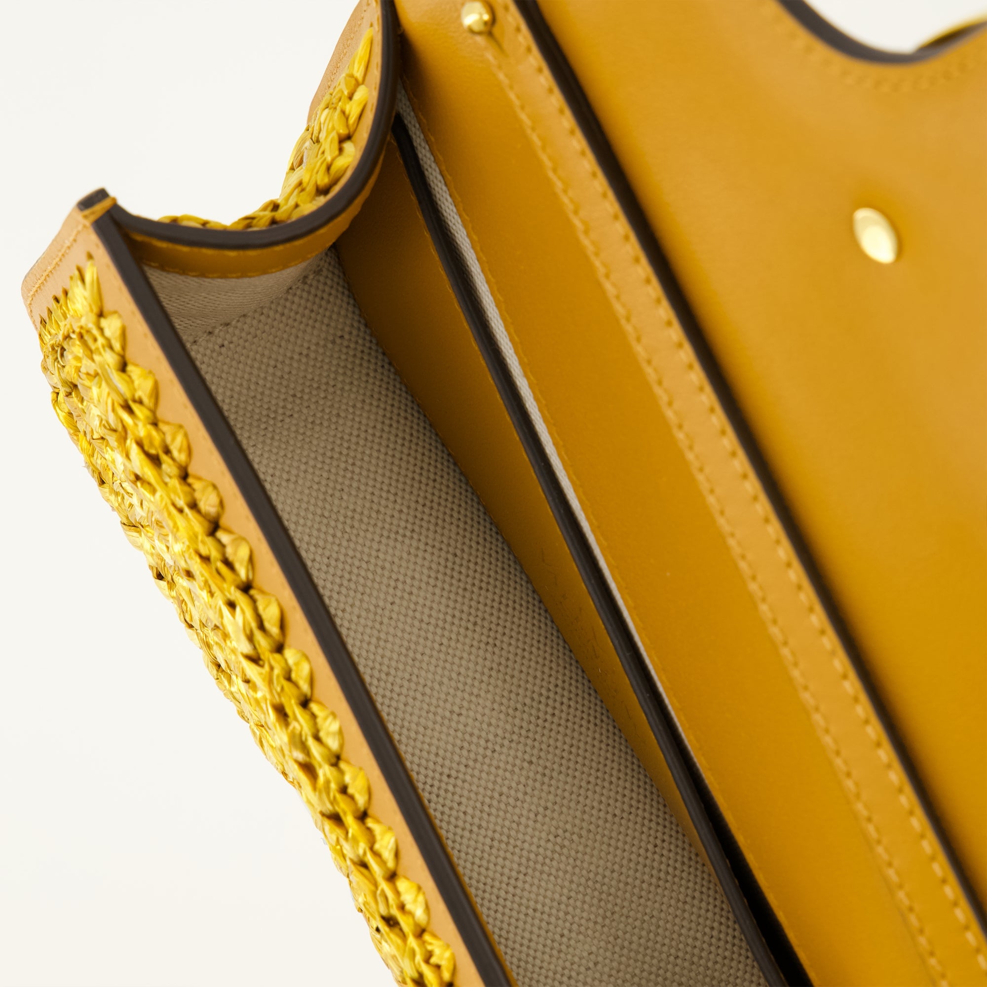 バレンティノ・ガラヴァーニの女性用ブラウンレザーとラフィアのLocòバッグの画像 - 2026春夏 - 詳細ビュー3