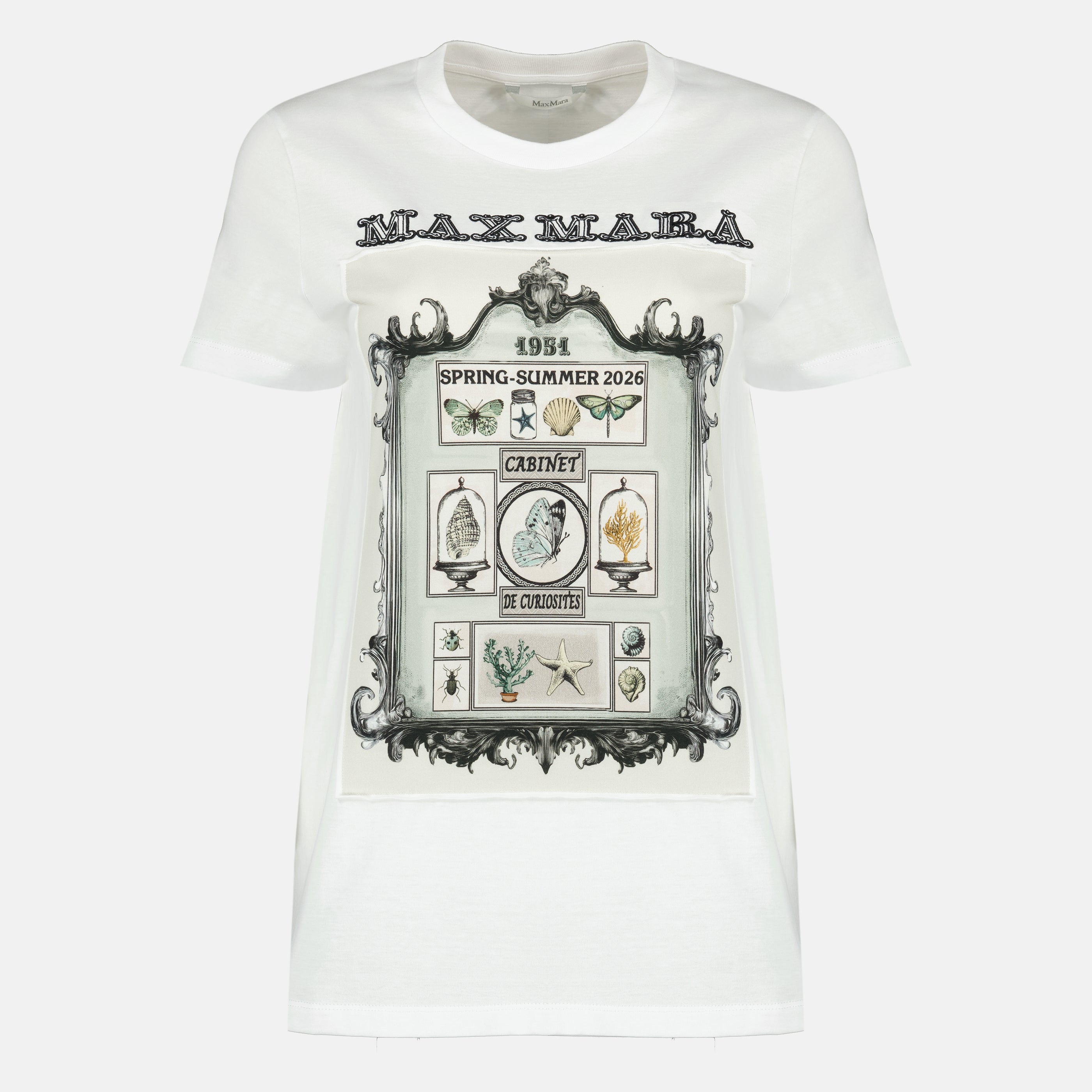 Immagine dell'articolo T-shirt in cotone bianco stampato di Max Mara per Donna - Collezione Primavera-Estate 2026 - Vista frontale