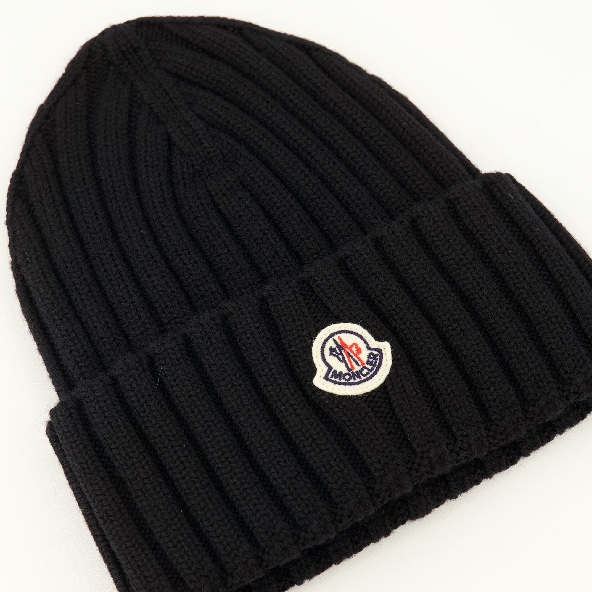 Chapeaux, casquettes et bonnets Bonnet à logo en laine noir Moncler Noir Femme