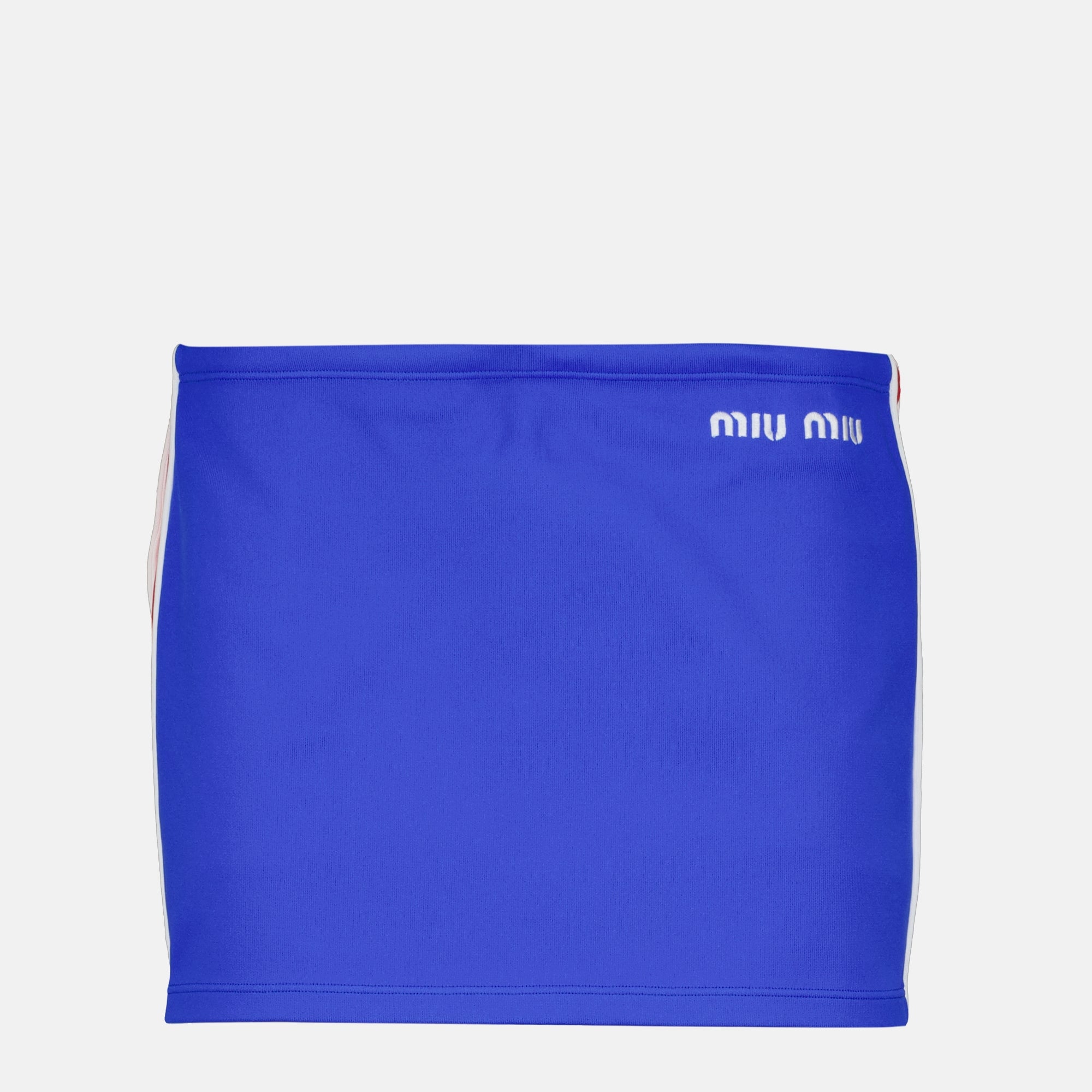 Image de l'article Mini jupe bleue et rouge de la marque Miu Miu pour Femme - Saison Printemps-Été 2026 - Vue de Face