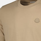 T-shirts T-Shirt de Logo em Couro Moncler Beige Homme