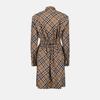 Vestidos Vestido Camisa Xadrez Burberry Bege Femme