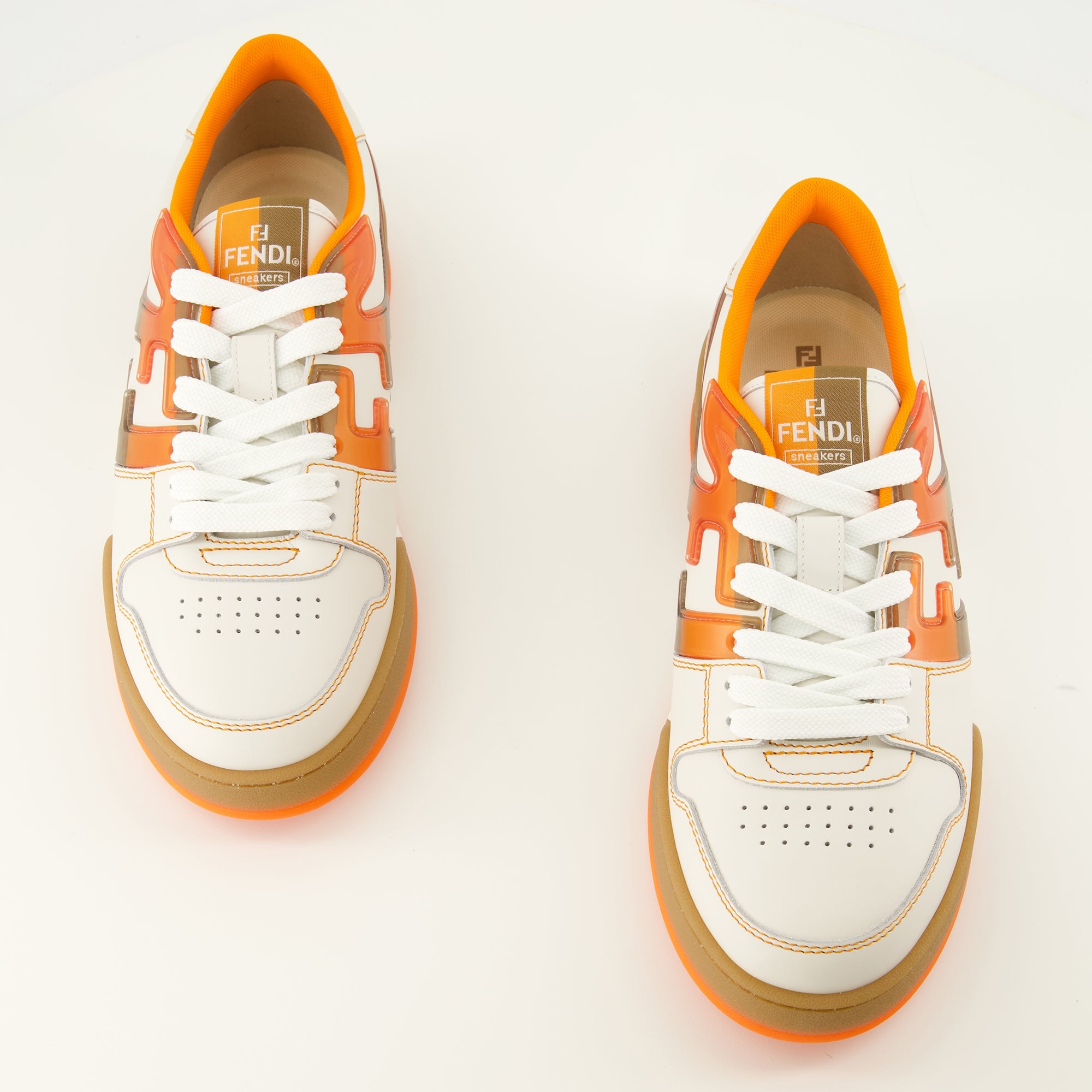 Baskets 펜디 매치 오렌지 스니커즈 Fendi Orange Homme