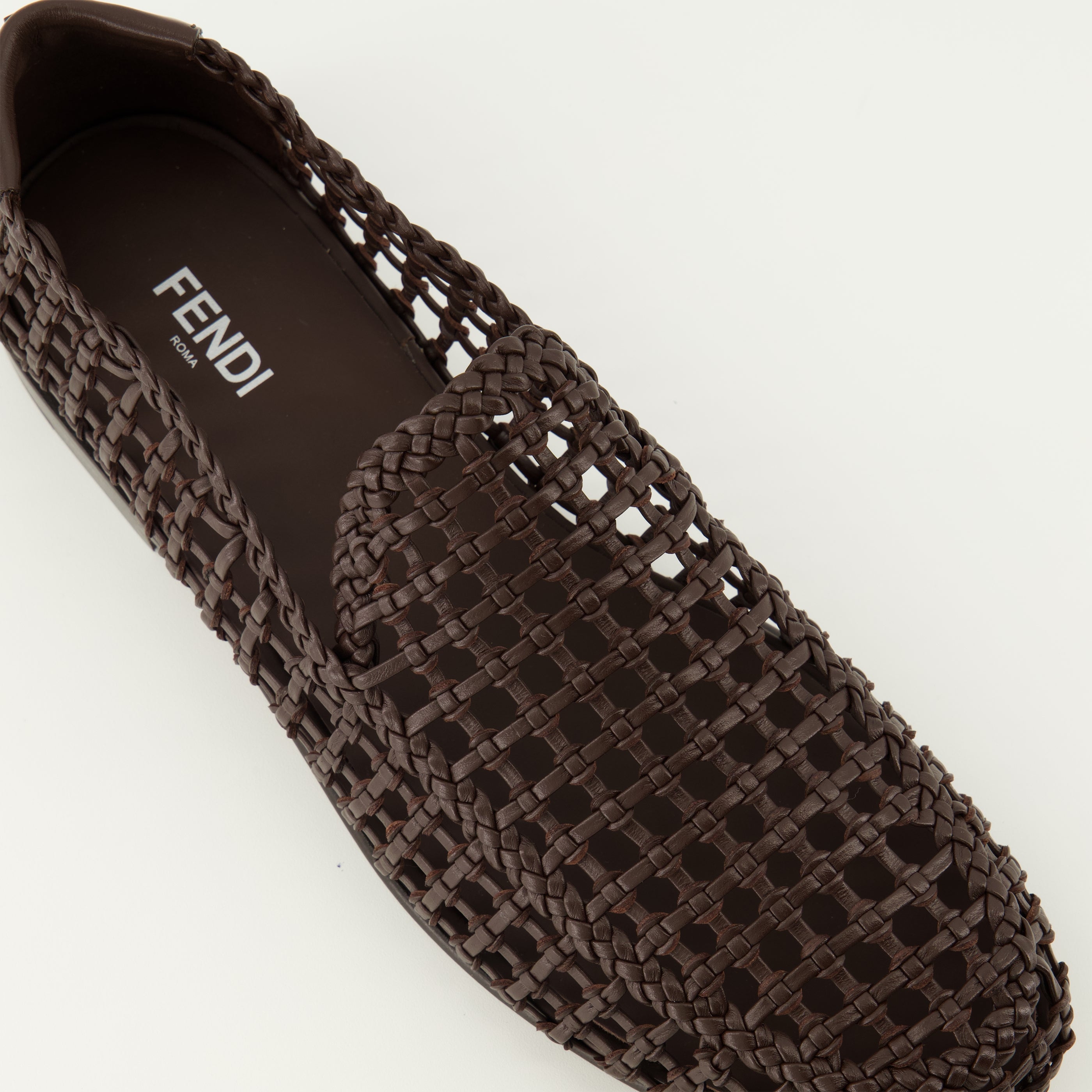 Image de l'article Mocassins en cuir tressés marron de la marque Fendi pour Homme - Saison Printemps-Été 2026 - Vue détaillée_4