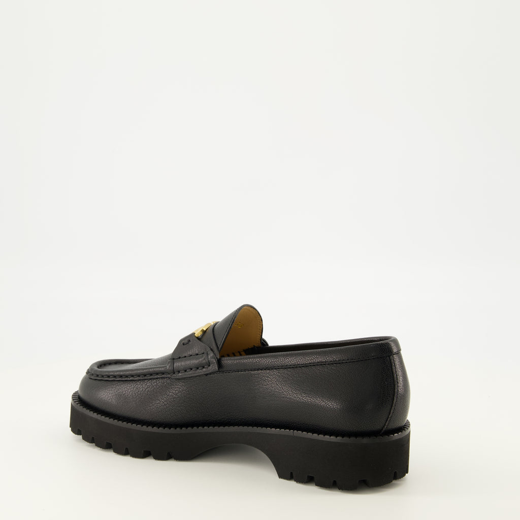 Mocassins VLogo Leather Loafers in Black Valentino Garavani Noir Femme