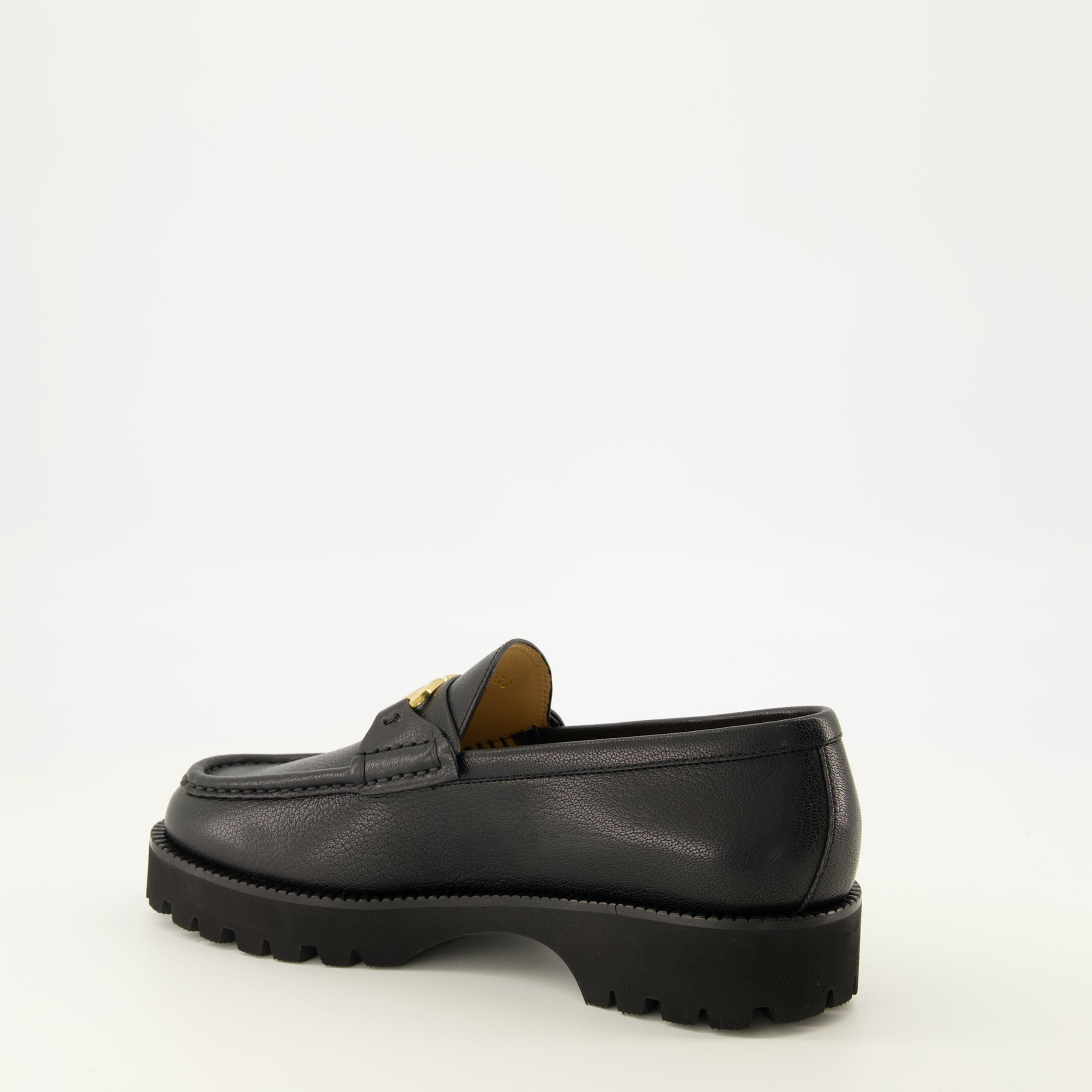 Mocassins VLogo Leather Loafers in Black Valentino Garavani Noir Femme