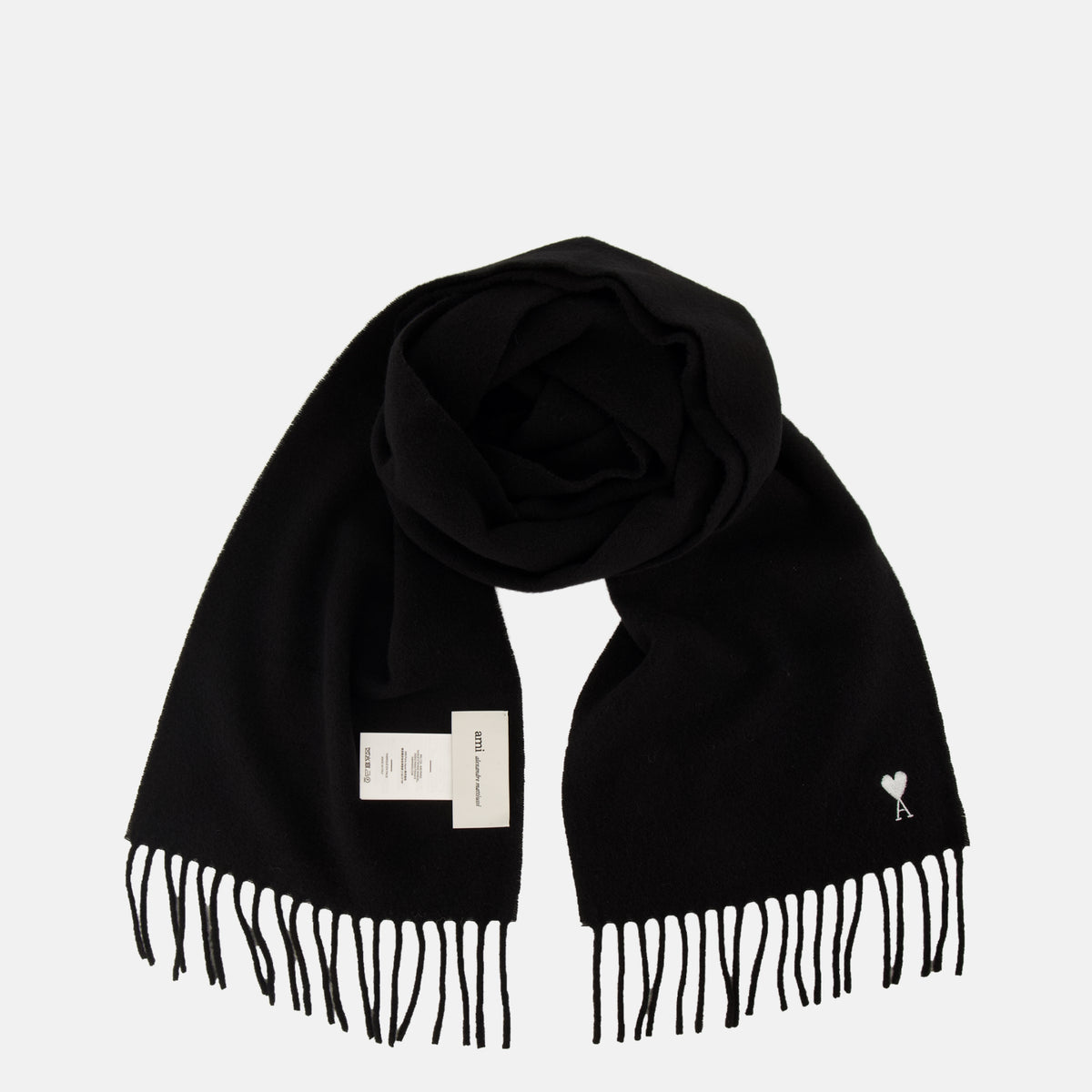 Écharpes, foulards et gants Écharpe noire en laine Ami PARIS Noir Unisexe