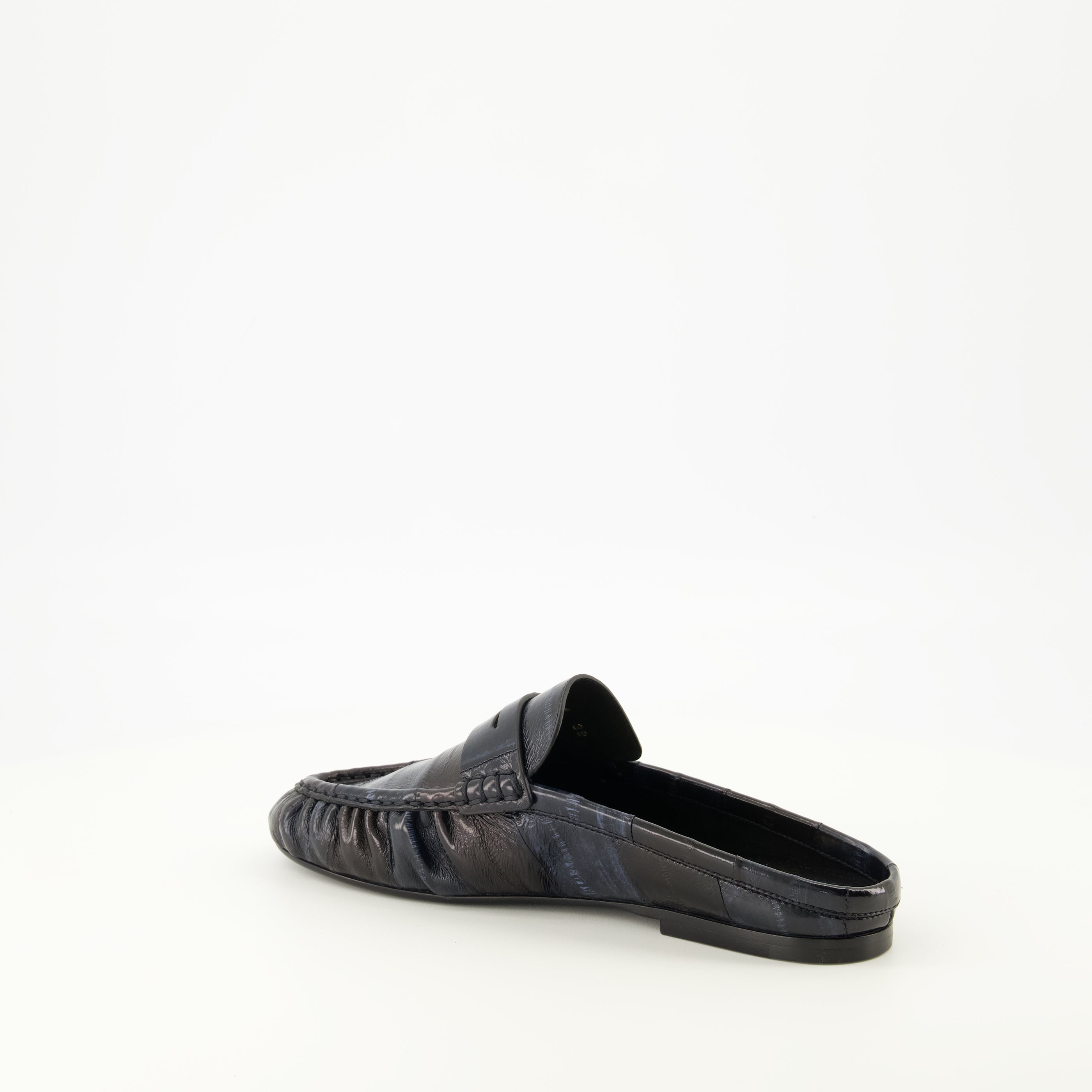 Chaussures ouvertes Mules Loafer en cuir d'anguilles Saint Laurent Bleu foncé Femme