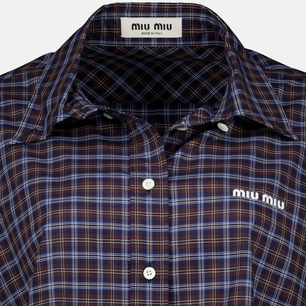 Chemises Camisa de Algodón a Cuadros Miu Miu Violet Femme