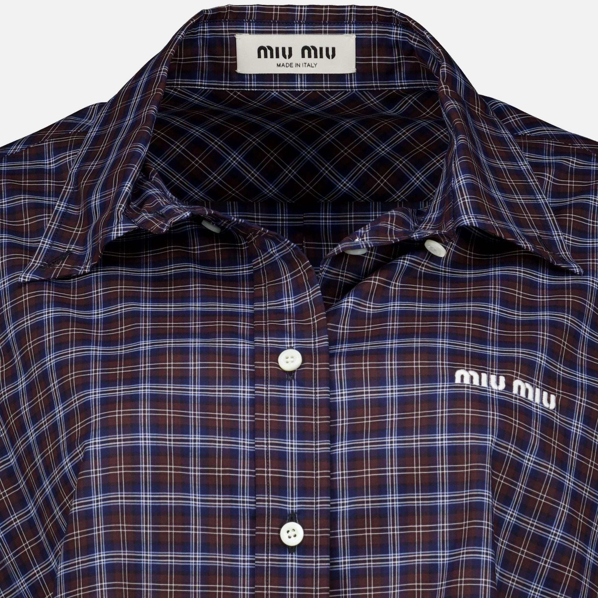 Chemises Chemise à carreaux en coton Miu Miu Violet Femme