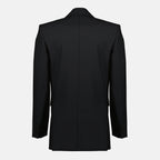 생 로랑 남성용 검은 양모 블레이저 이미지 - 2025년 가을-겨울 시즌 - 뒷면 보기