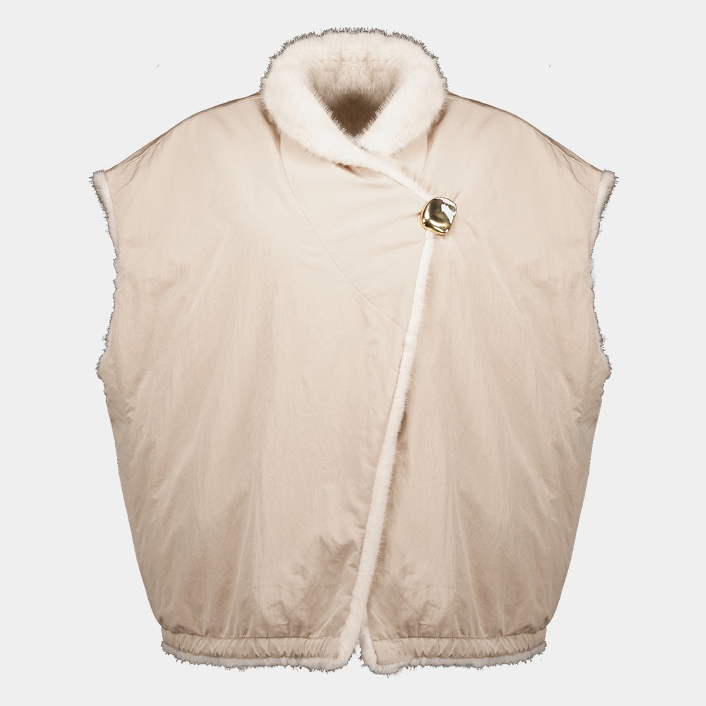 Vestes Giacca Teddy Down Chardonneret Reversibile 2-in-1 Moncler Beige Femme