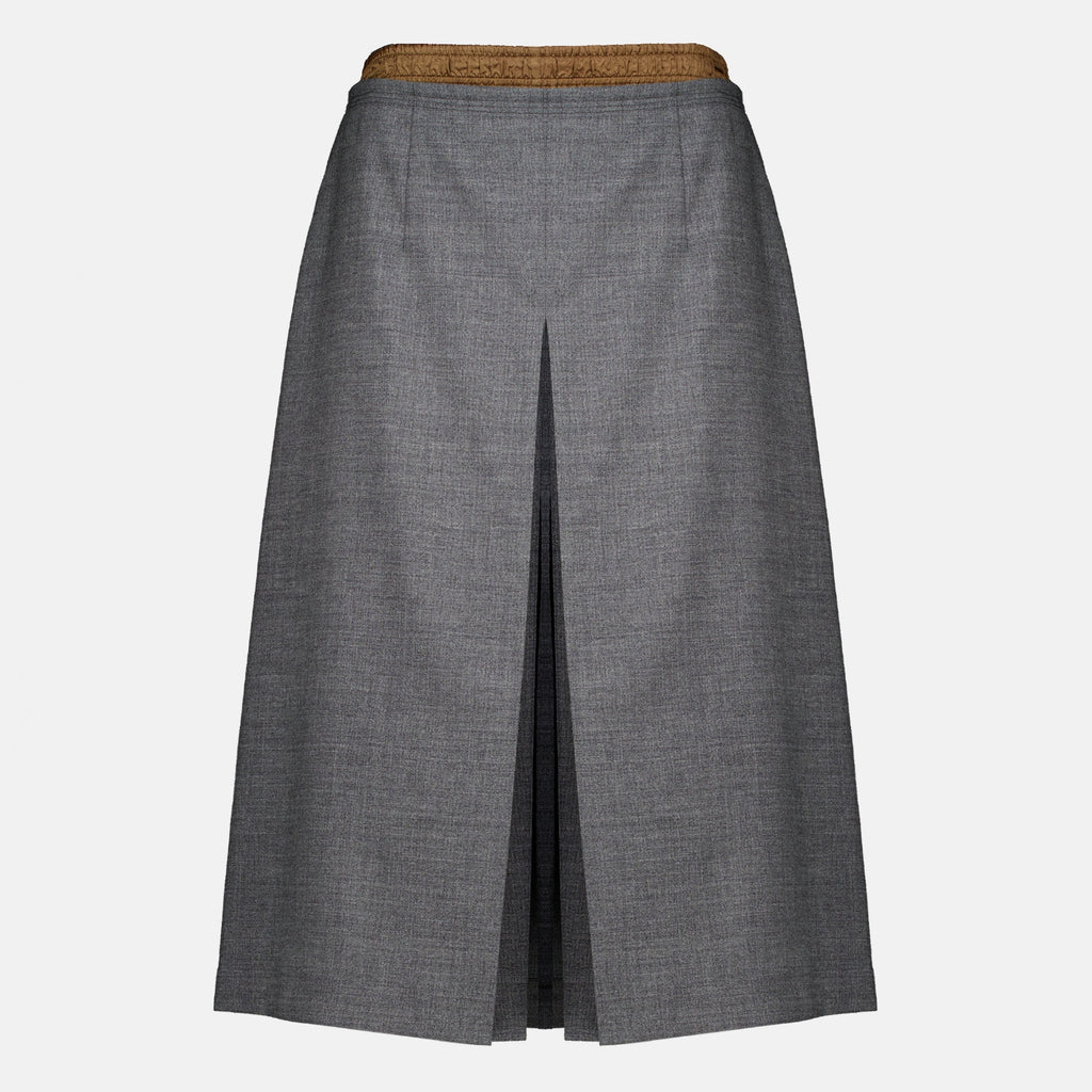 Jupes Falda Midi de Lana Gris Prada Gris Femme
