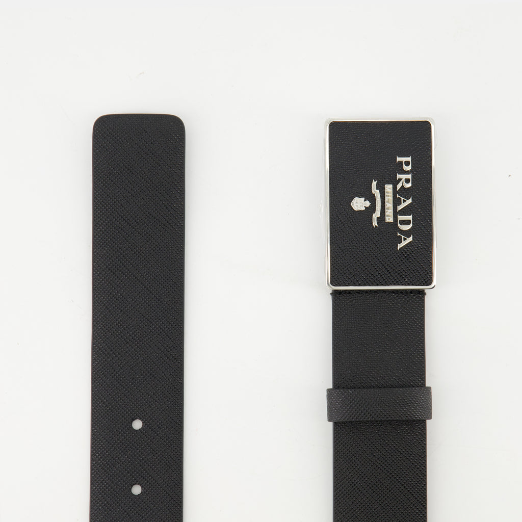 Cintos Cinto de Couro Saffiano Prada Preto Homme