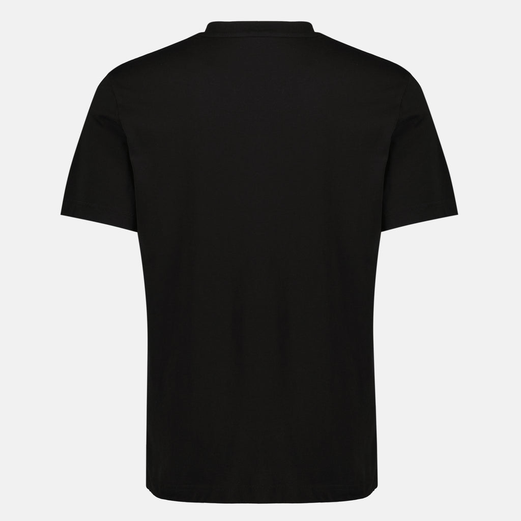 T-shirts Camiseta de Algodón Negra con Logo Tricolor Moncler Noir Homme