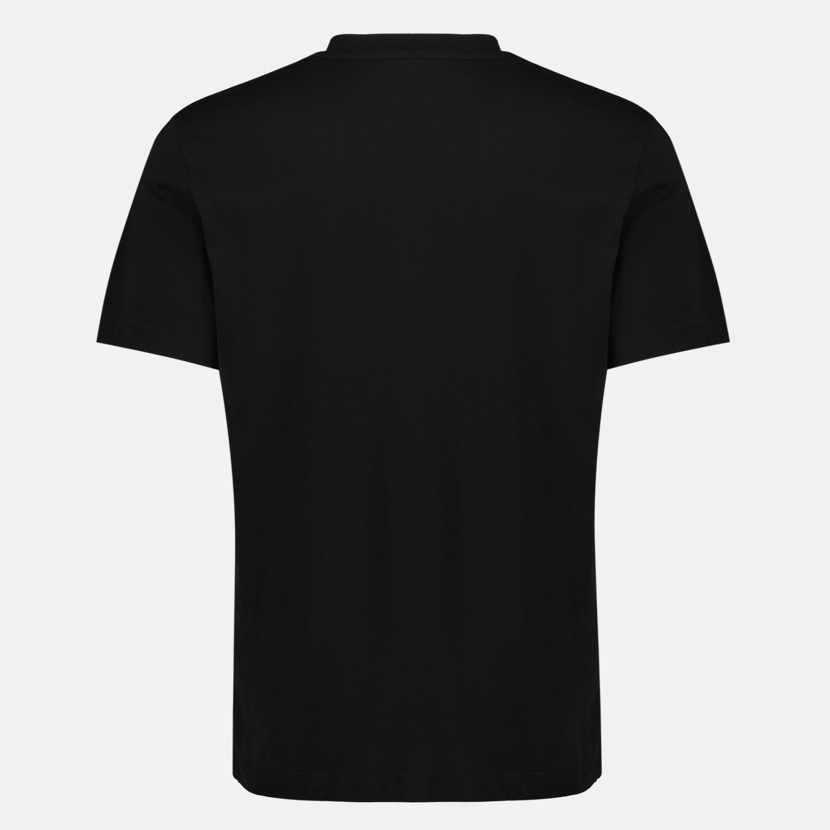 T-shirts T-shirt de Algodão Preto com Logo Tricolor Moncler Noir Homme