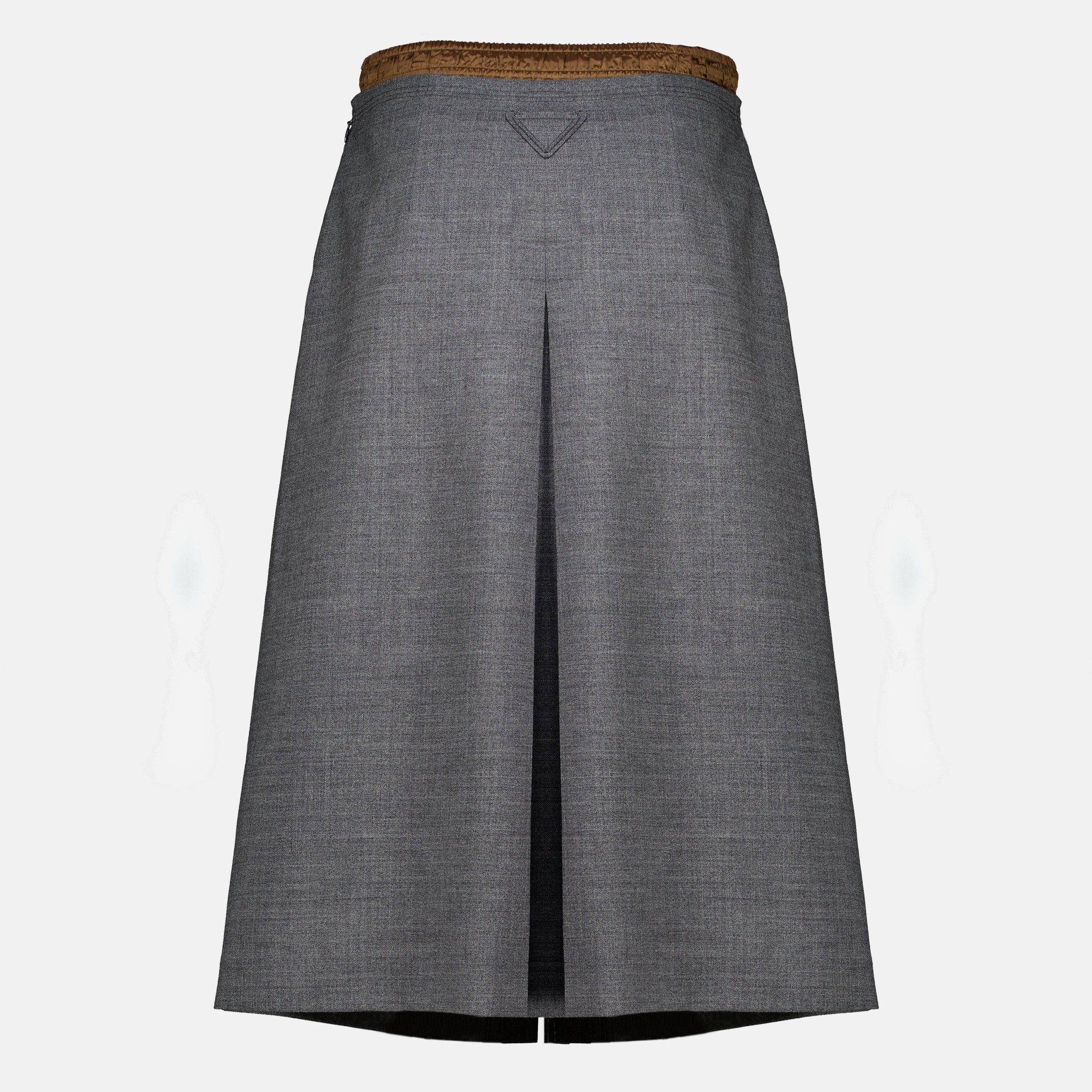 Jupes Grauer Woll-Midirock Prada Gris Femme