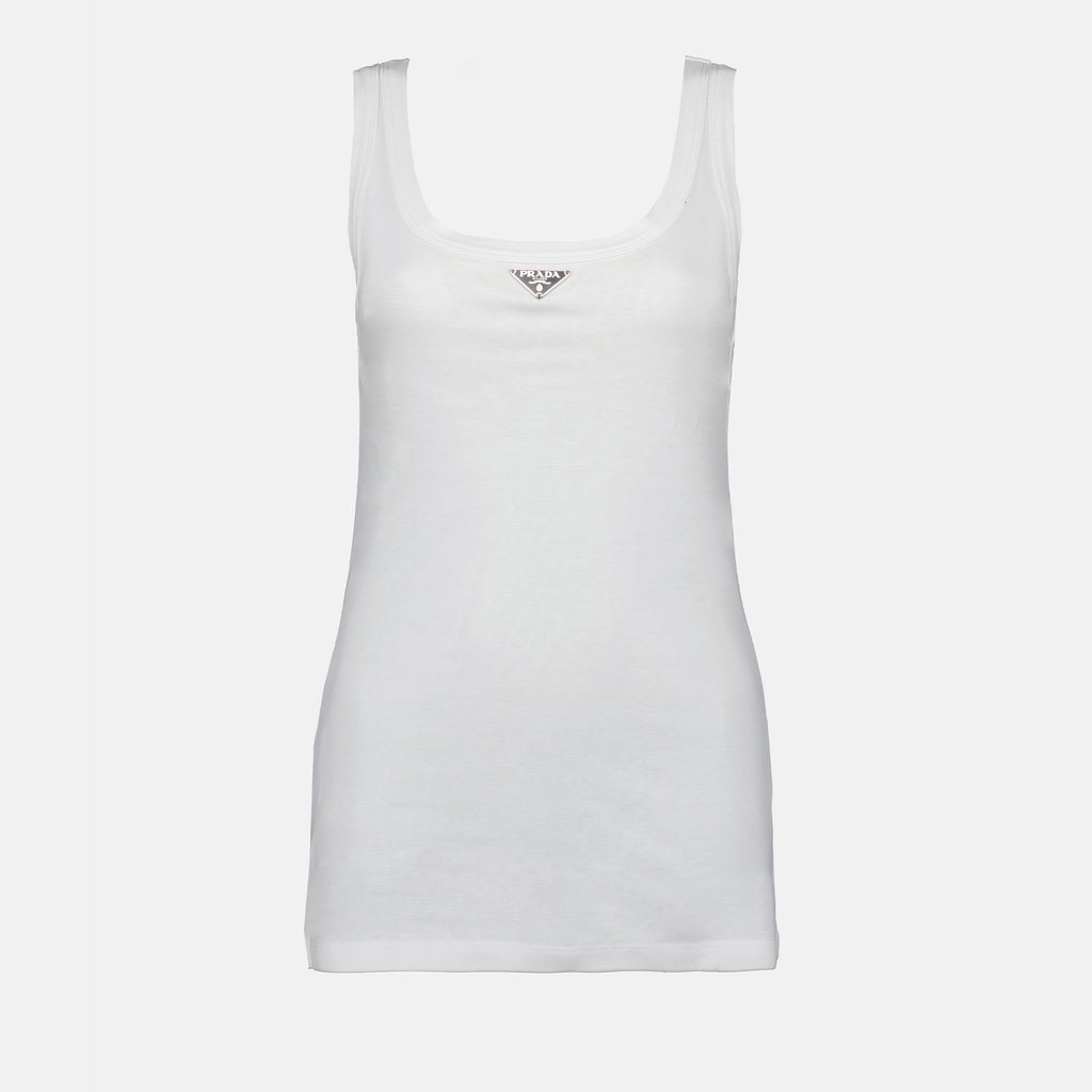 Tops Débardeur blanc à logo Prada Branco Femme