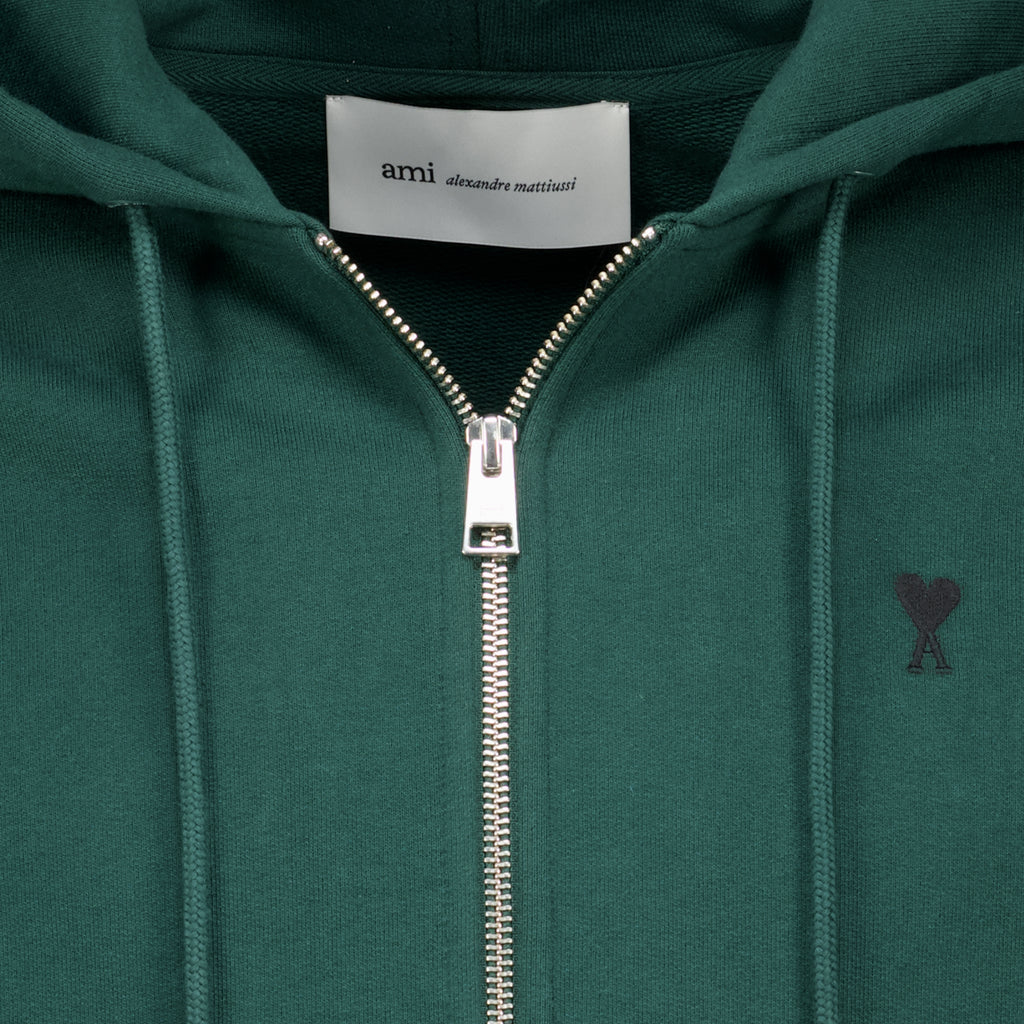Sweatshirts AMI Heart Grüne Zip-Up Jacke Ami PARIS Vert Homme