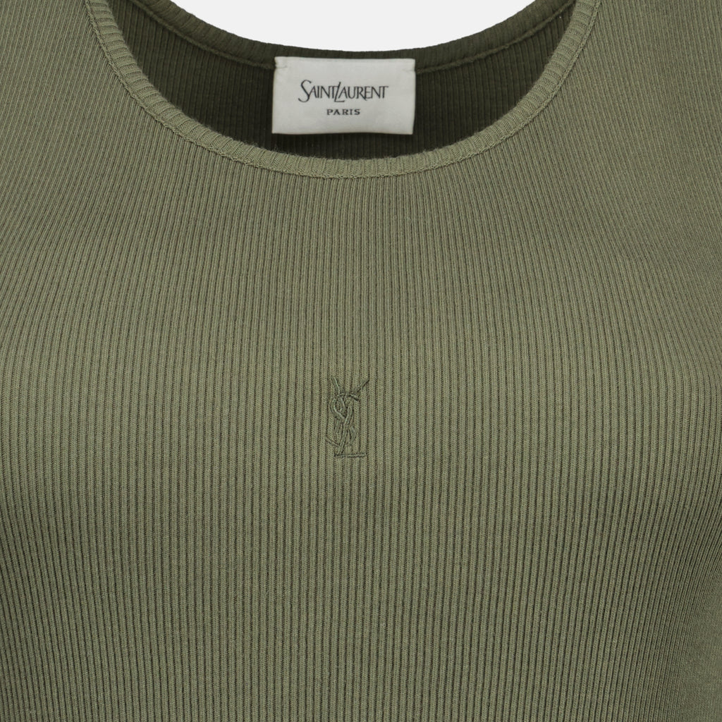 Immagine del top Cassandre kaki del marchio Saint Laurent per Donna - Stagione Primavera-Estate 2026 - Vista Dettagliata 2