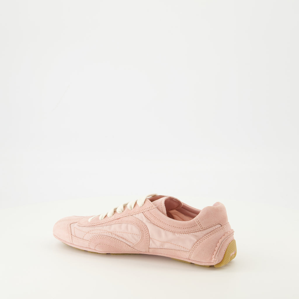 Image de l'article Baskets Montecarlo rose de la marque Prada pour Femme - Saison Printemps-Été 2026 - Vue trois quarts arrière droite