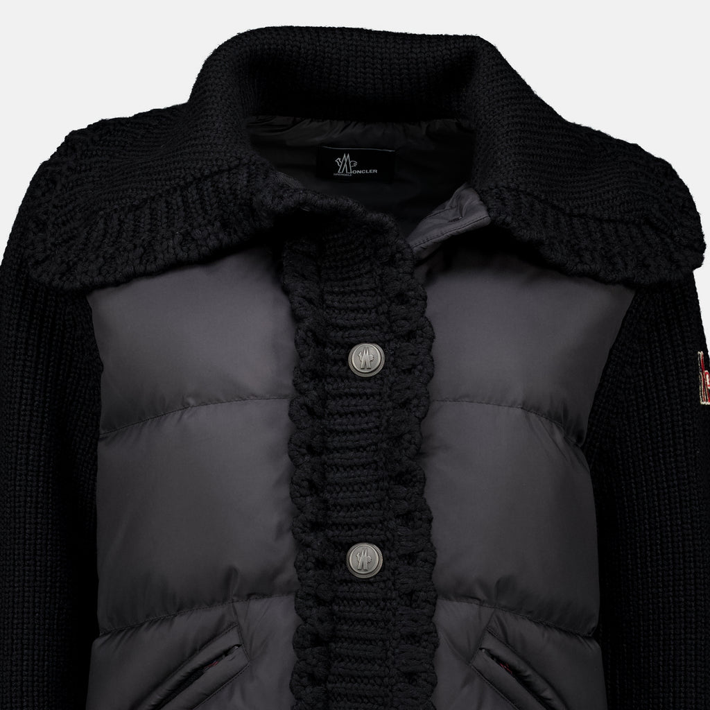 Vestes Cardigan bi-matière matelassé Moncler Grenoble Noir Femme