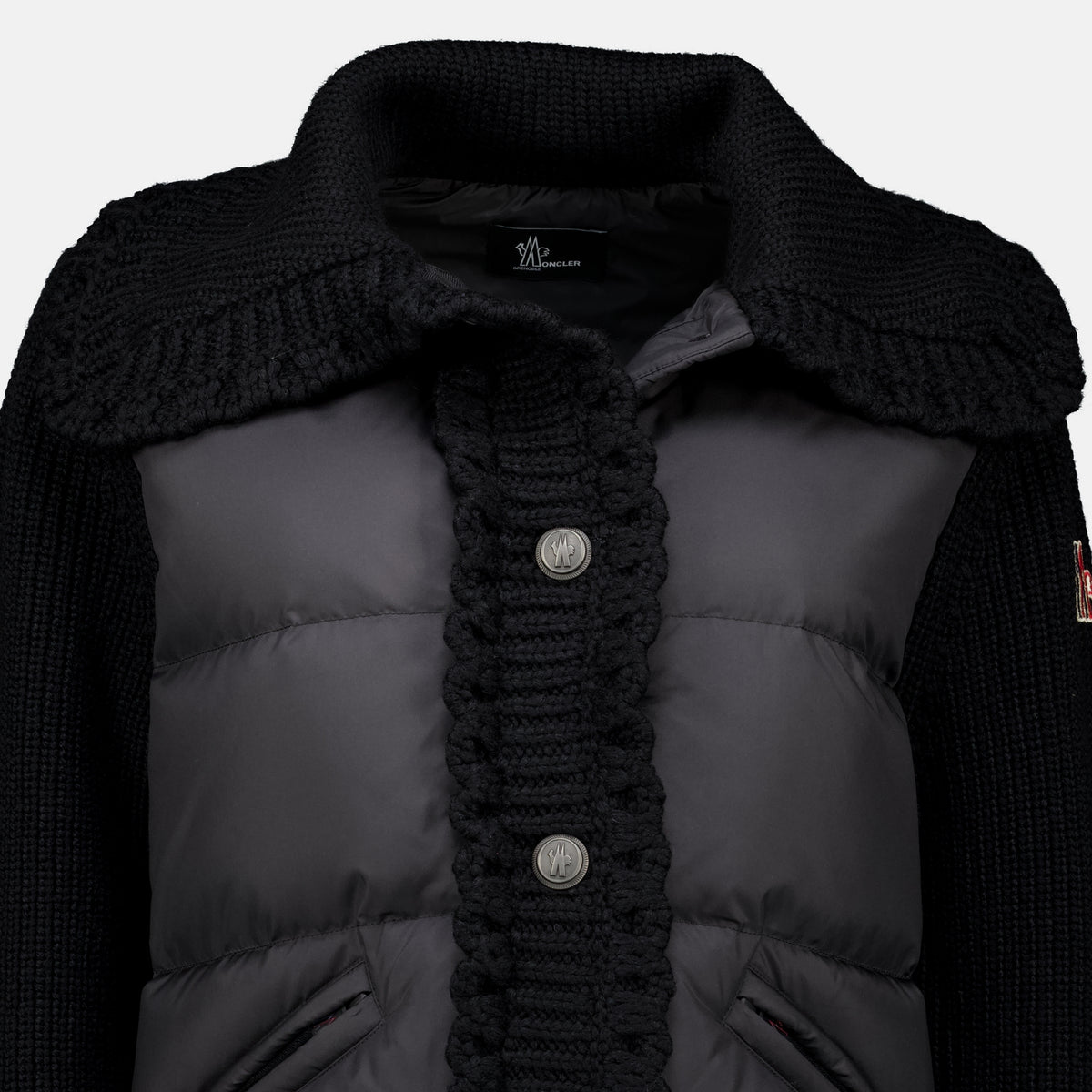 Vestes Cardigan bi-matière matelassé Moncler Grenoble Noir Femme