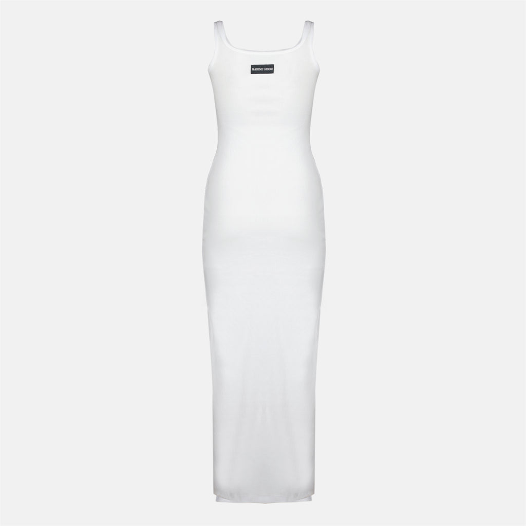 Robes Vestido Branco Longo em Algodão Marine Serre Blanc Femme