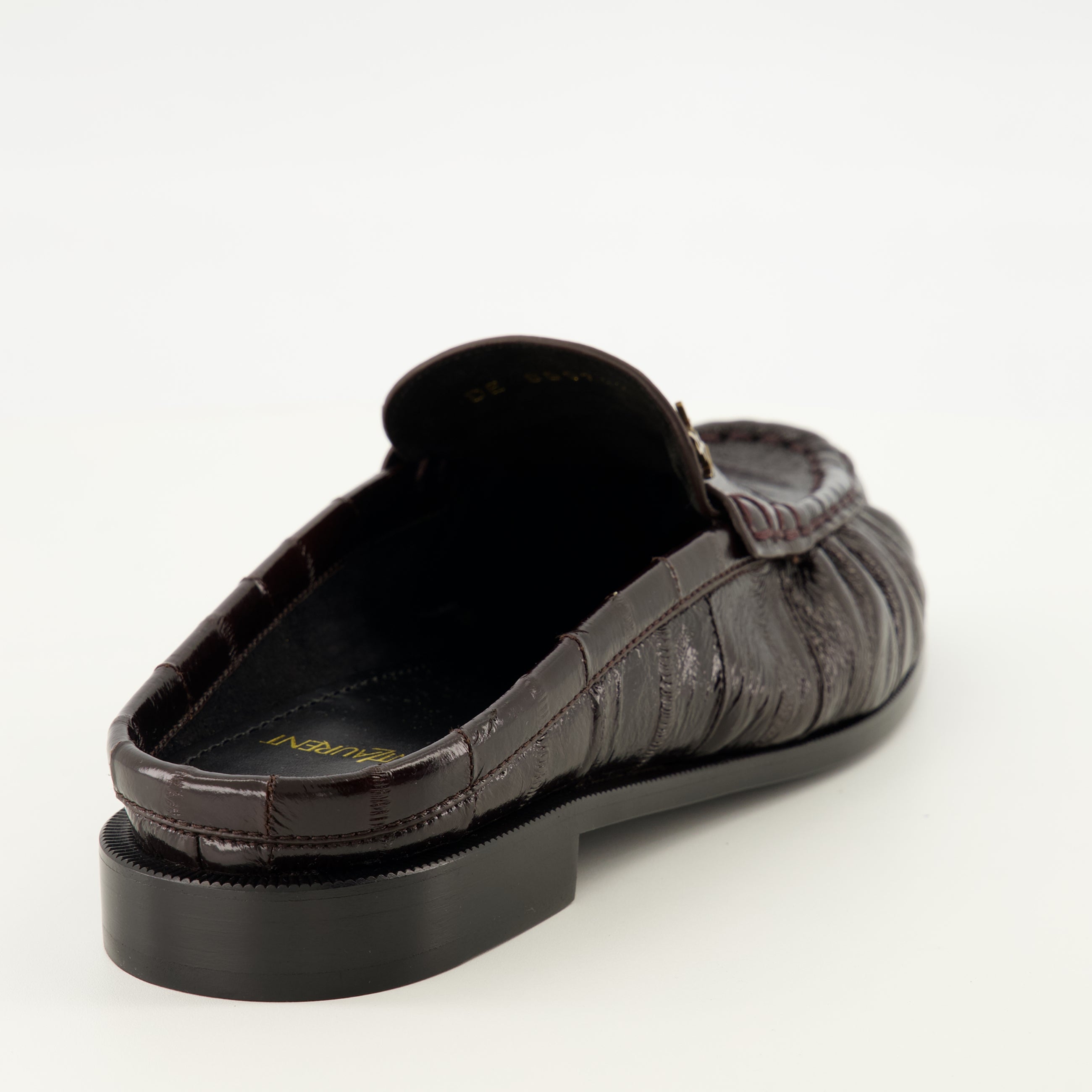 Chaussures ouvertes Mules Loafers de Couro Castanho Saint Laurent Marron Femme