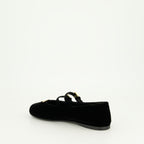 Chaussures plates Ballerines en velours Prada Noir Femme