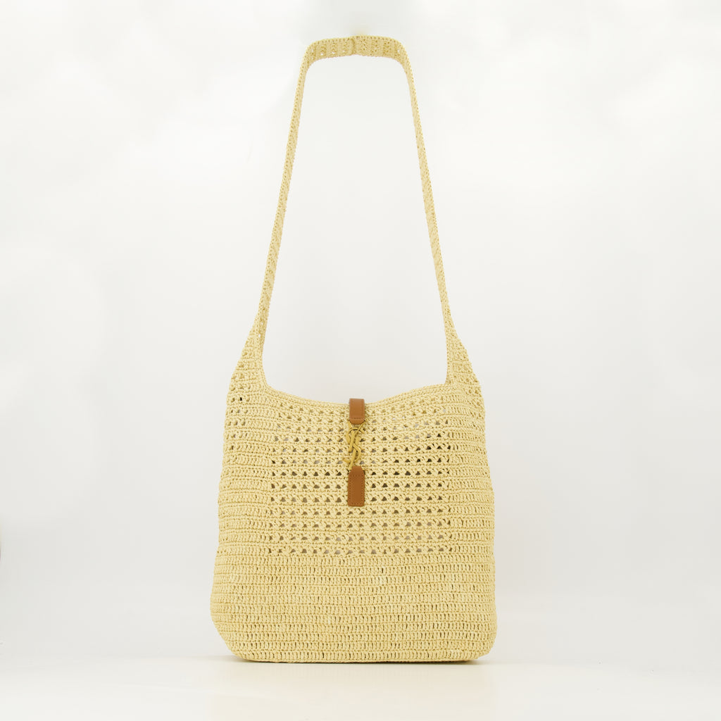 Handtaschen und schultertaschen Sac hobo en raphia Saint Laurent Beige Femme