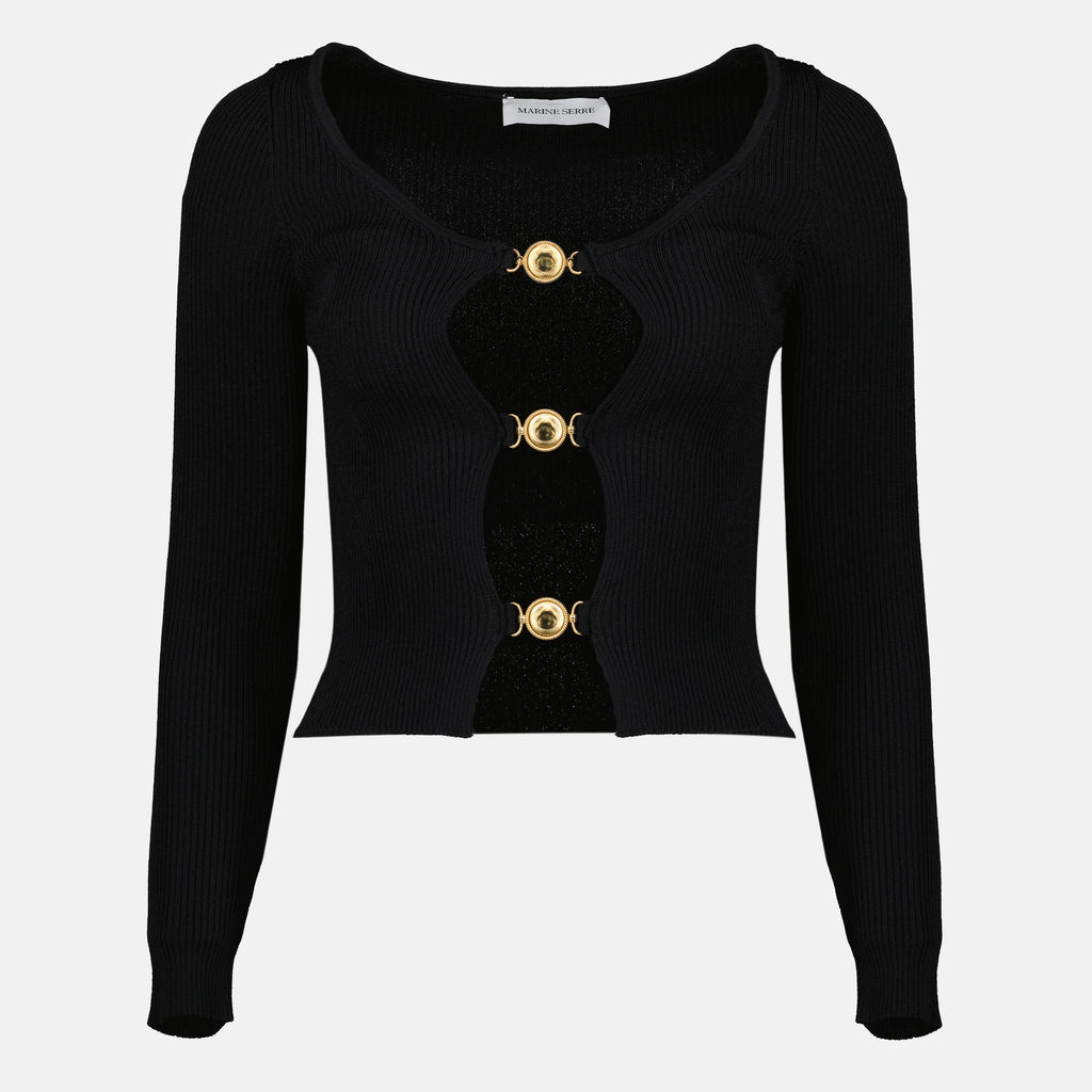 Maille Schwarzer Cut-Out-Cardigan Marine Serre Noir Femme