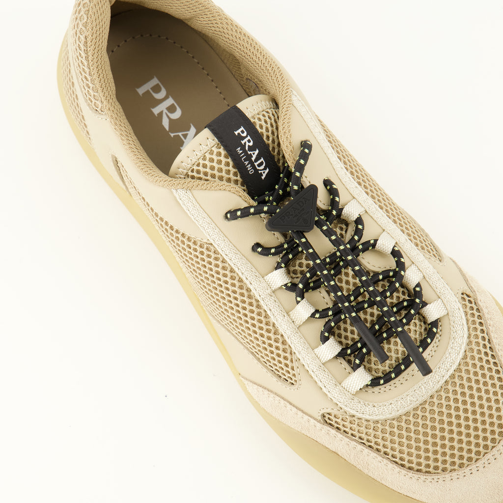 Baskets Beige Mesh Sneakers Prada Beige Femme